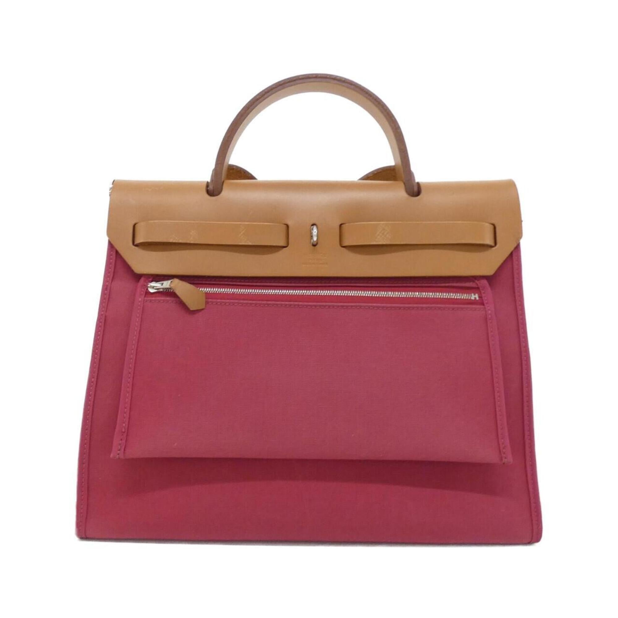 Hermes Red Color Toile Officier Handbag (Pre-Owned)