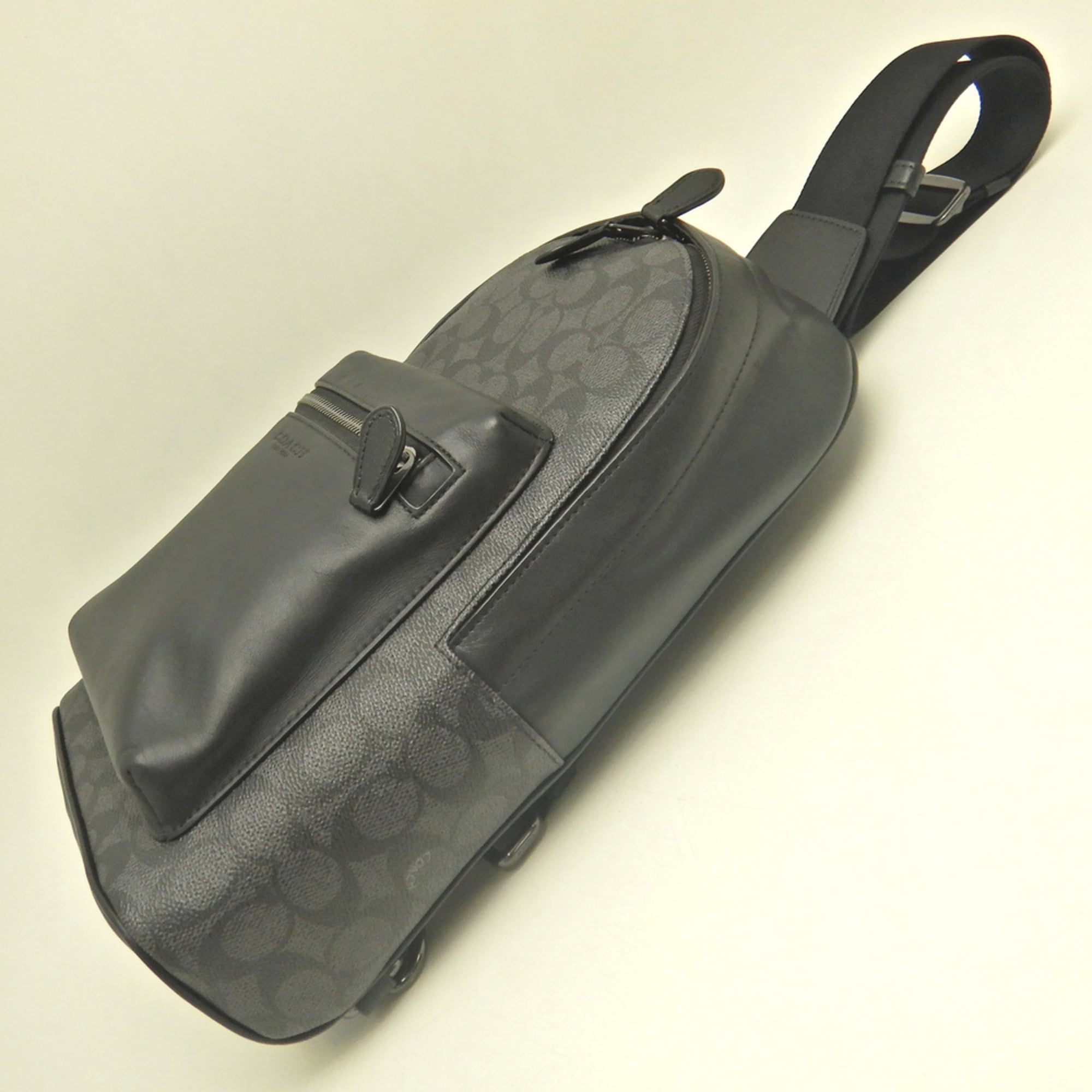 Coach Black Coated Canvas Leather Sling Bag (Pre-Owned)