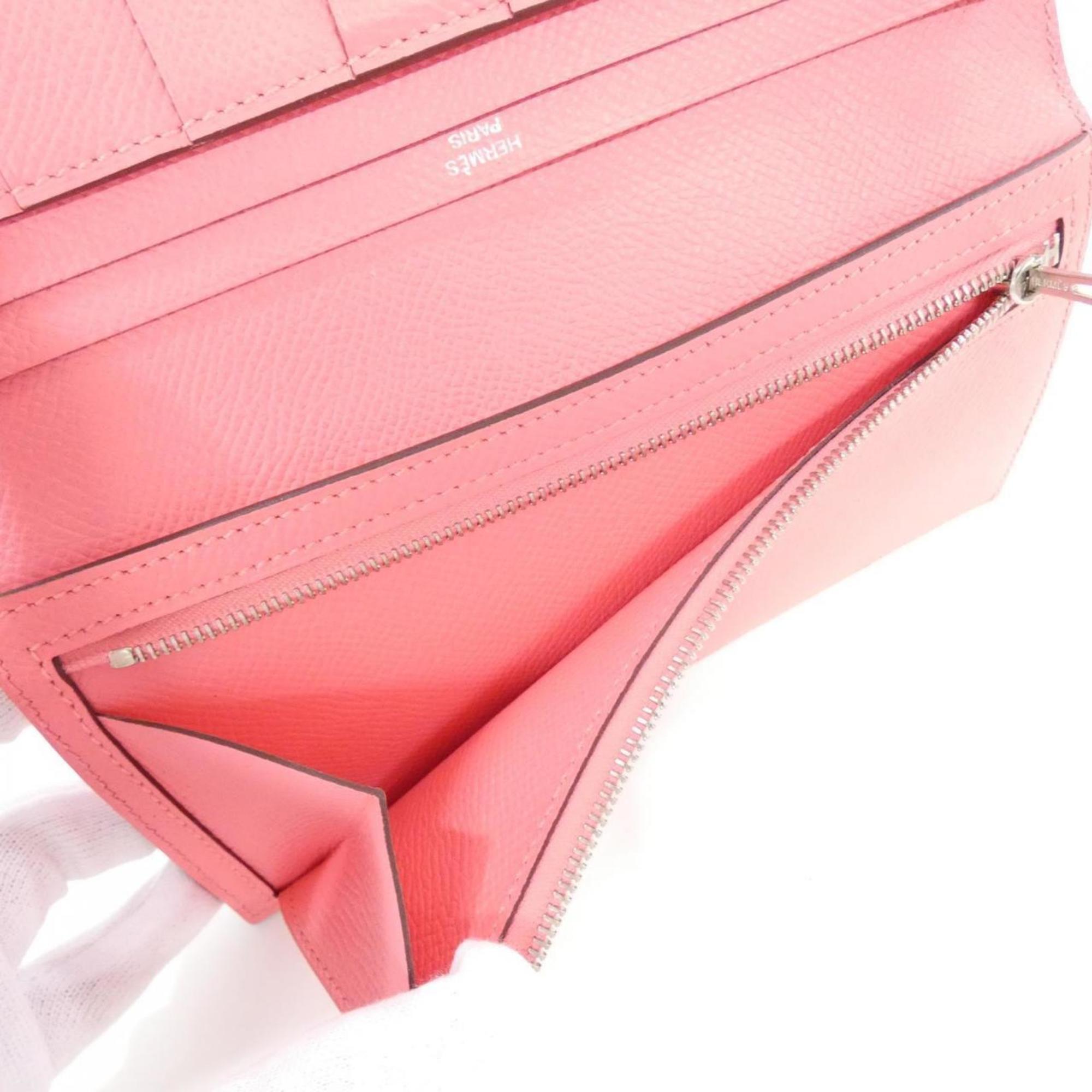 Hermes Pink Rose Azalee Epsom Leather Long Wallet (Bi-Fold) (Pre-Owned)
