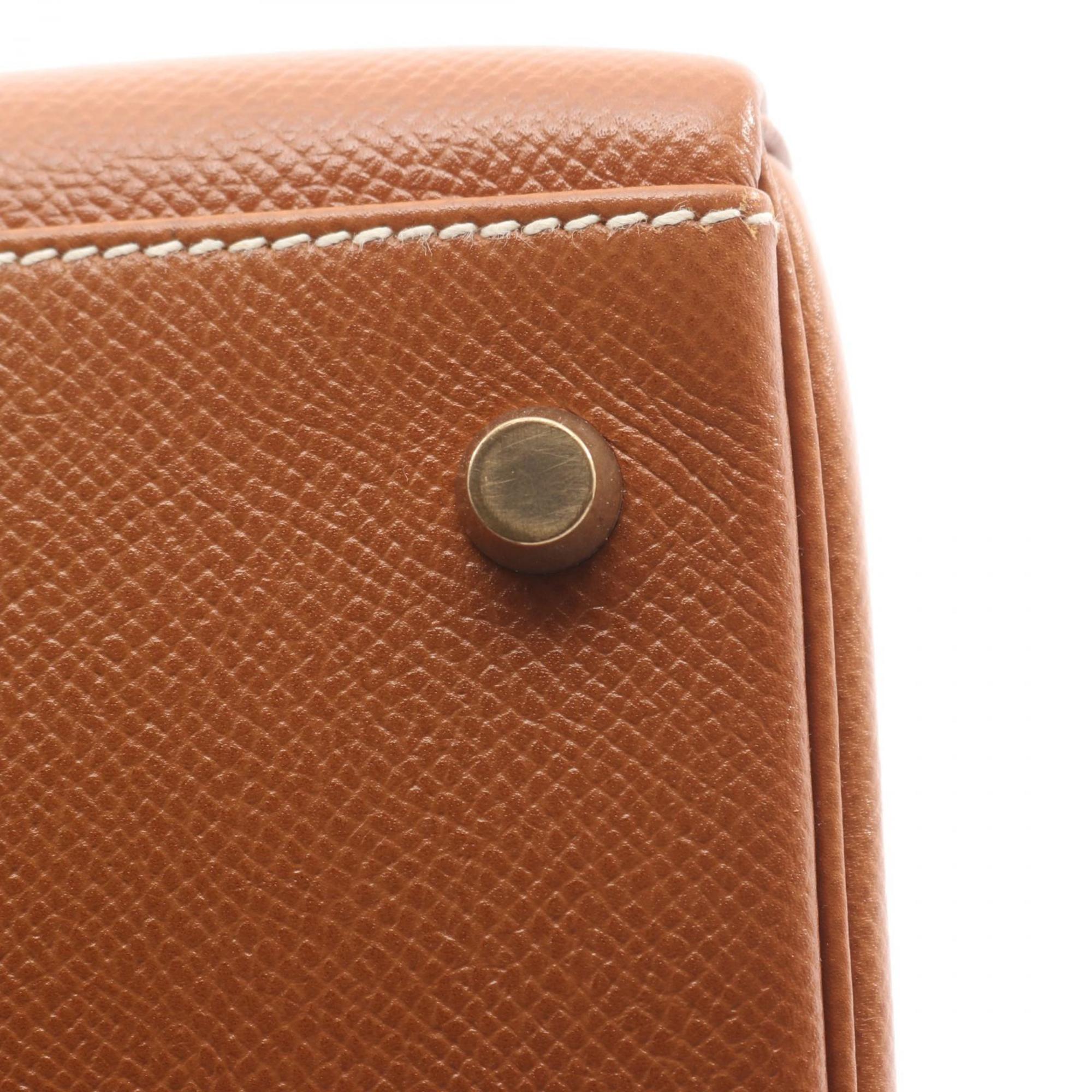 Hermes Brown Gold Brown Courchevel Leather Leather Handbag (Pre-Owned)