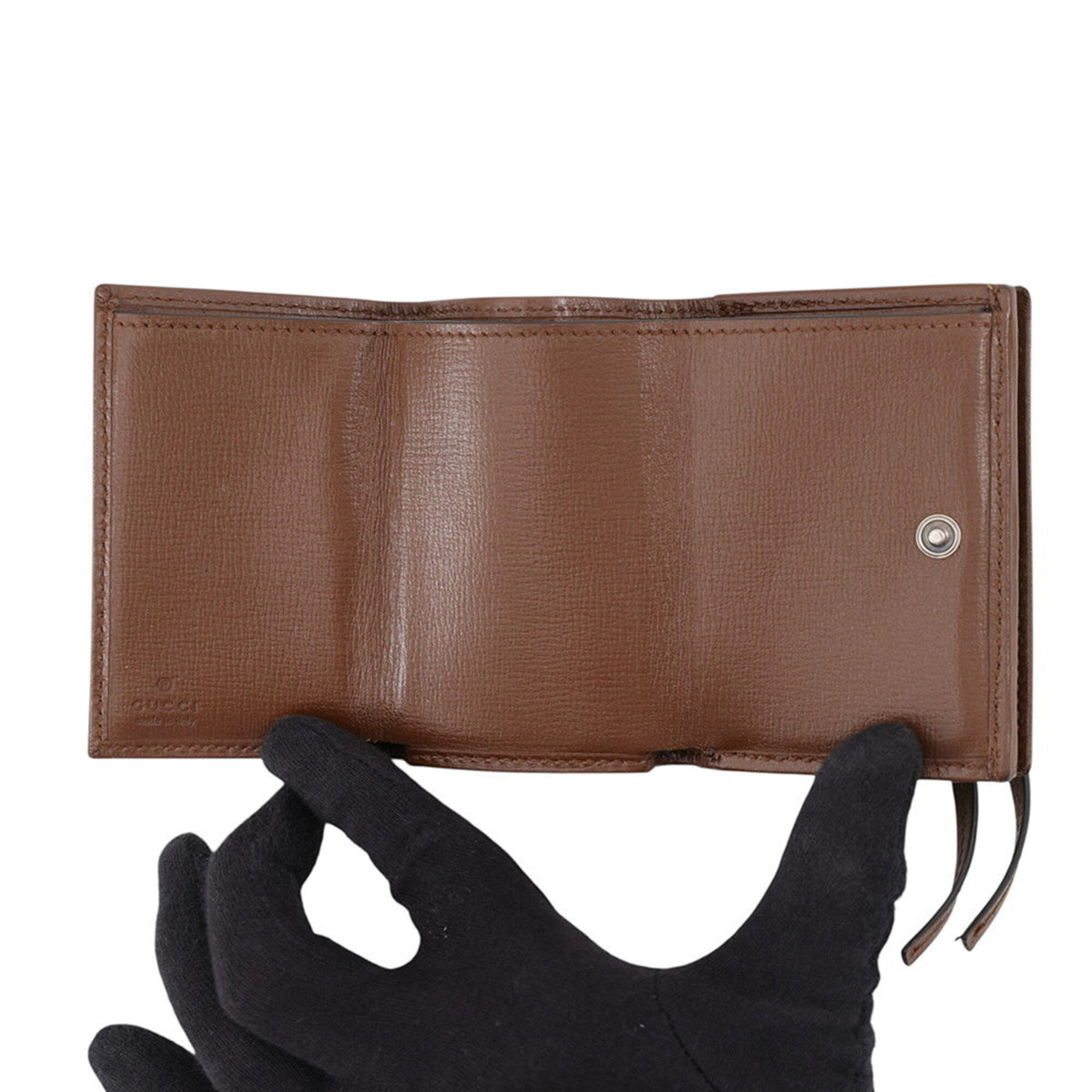 Gucci Beige Brown Canvas Leather Wallet (Tri-Fold) (Pre-Owned)