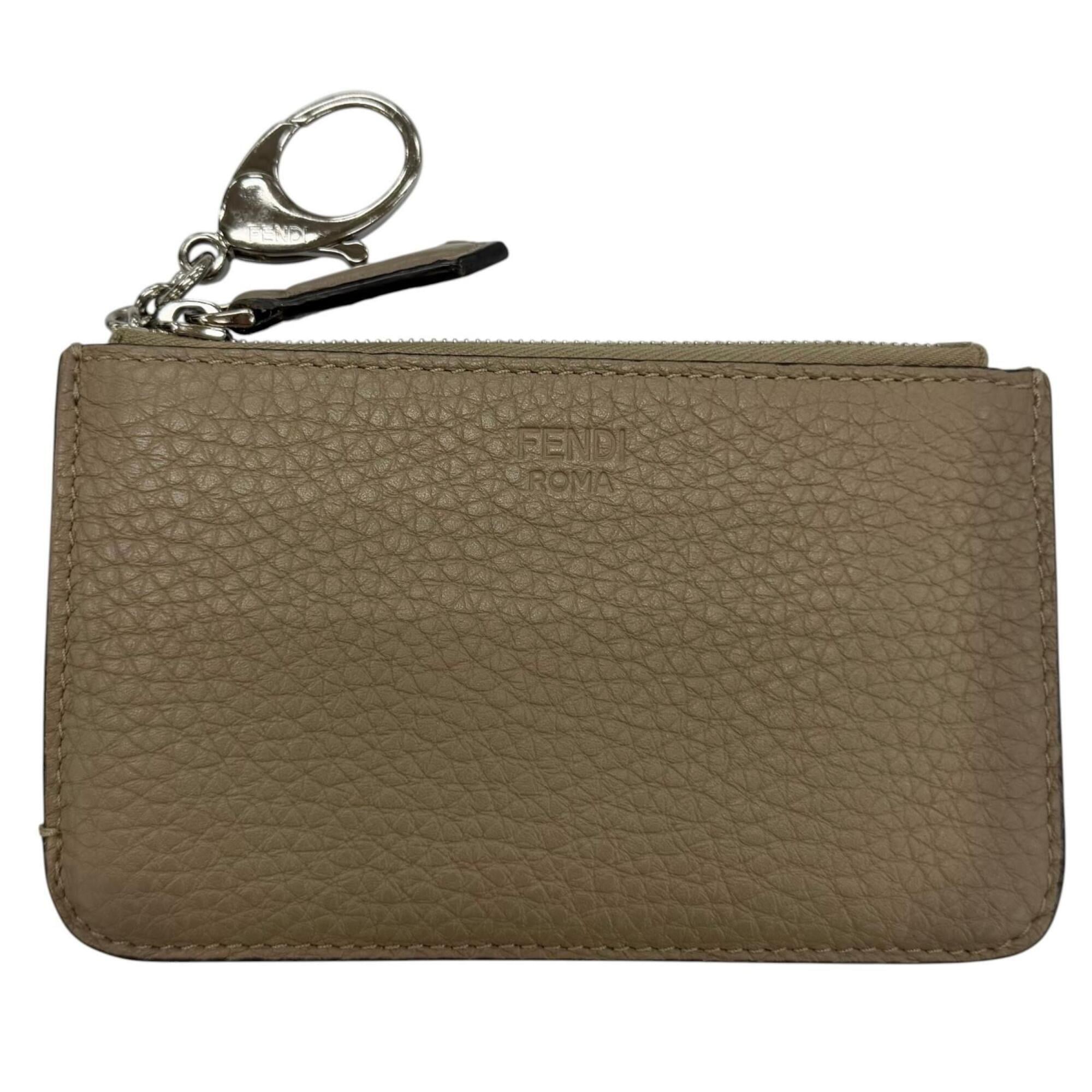 Fendi Gray Leather Coin Purse/Coin Case (Pre-Owned)
