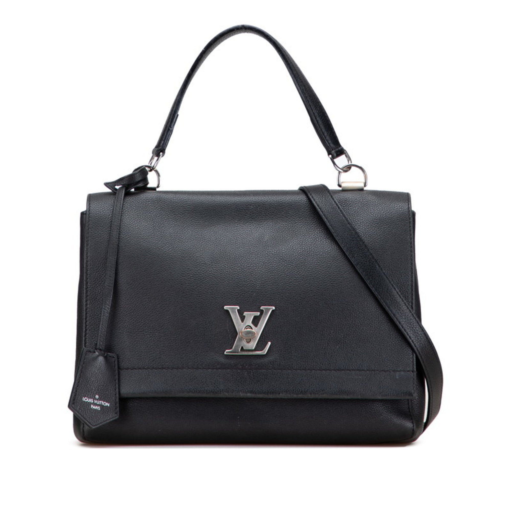 Louis Vuitton Lockme Ii Black Noir Leather Handbag Shoulder Bag (Pre-Owned)