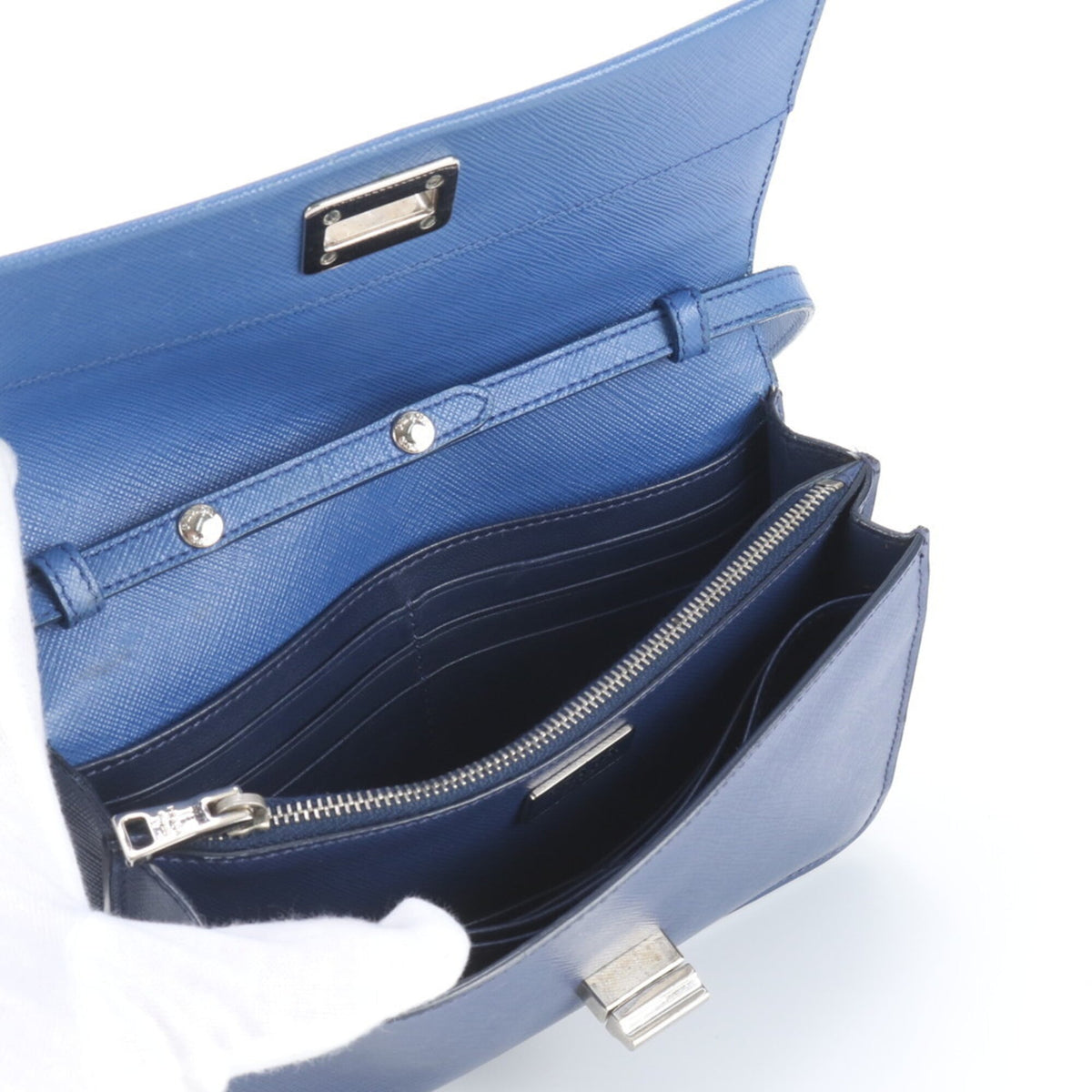 Prada Blue Leather Crossbody Bag Shoulder Bag (Pre-Owned)