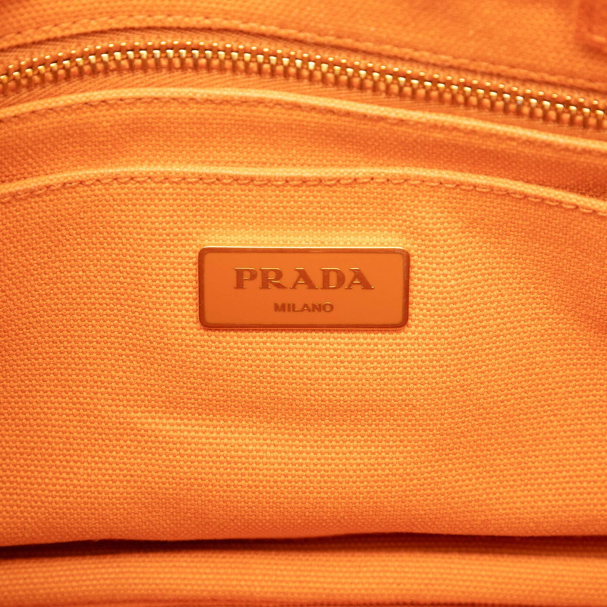 Prada Orange Canvas Handbag Shoulder Bag (Pre-Owned)
