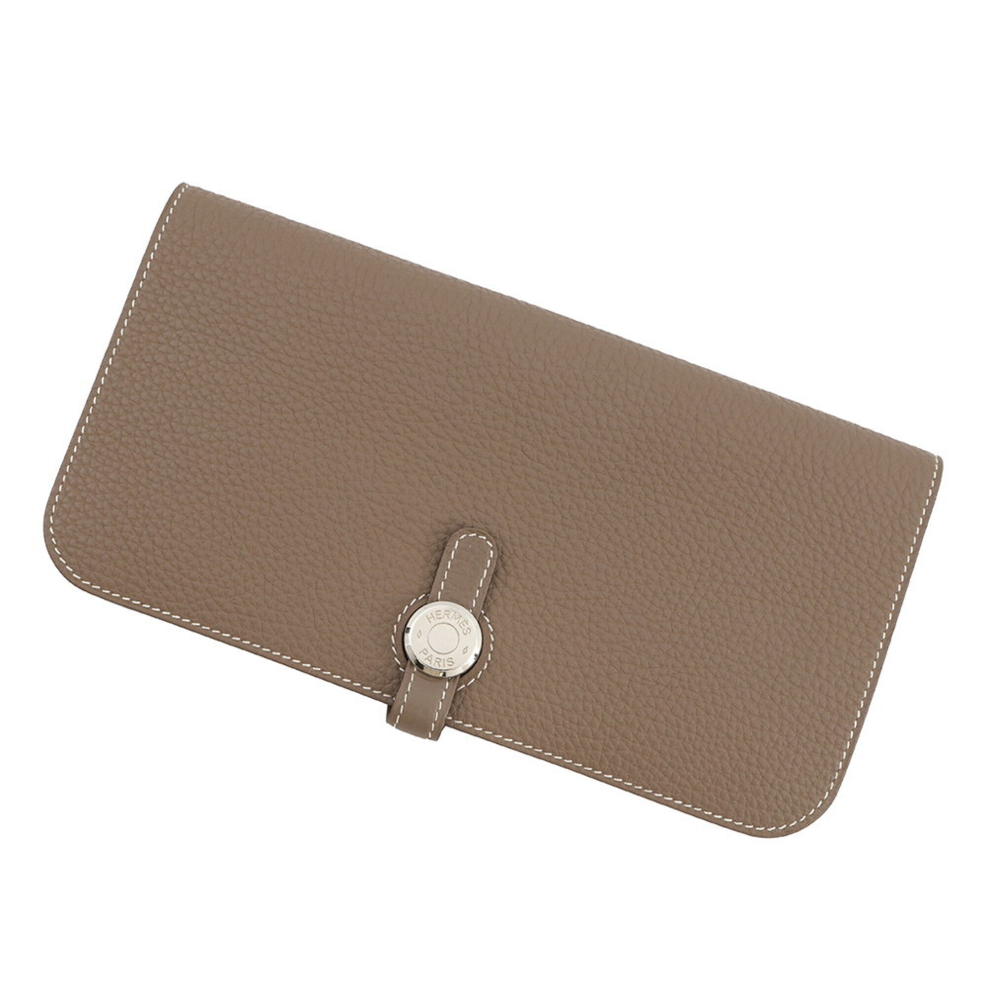 Hermes Etoupe Gray Togo Leather Long Wallet (Bi-Fold) (Pre-Owned)