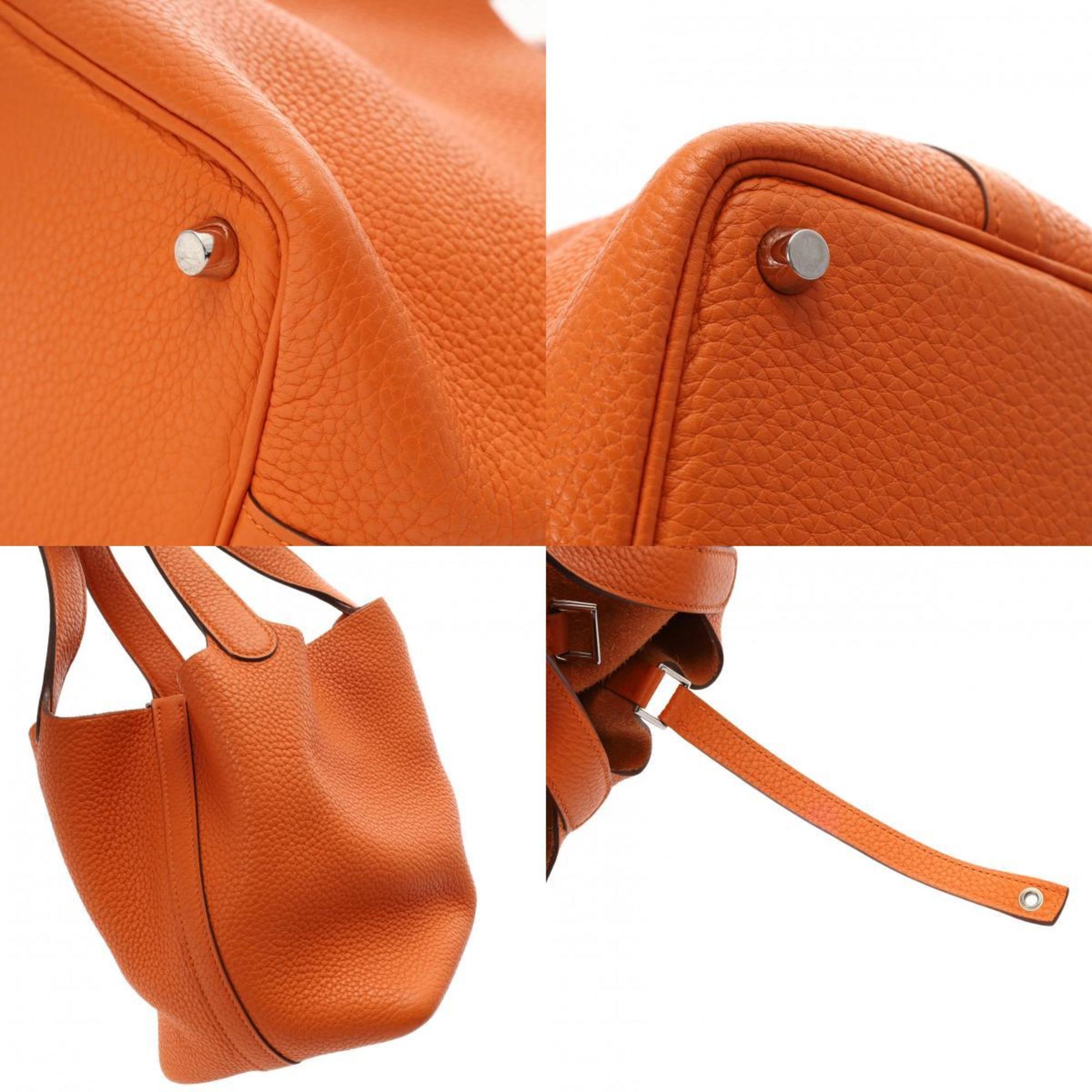 Hermes Orange Taurillon Clemence Leather Handbag (Pre-Owned)