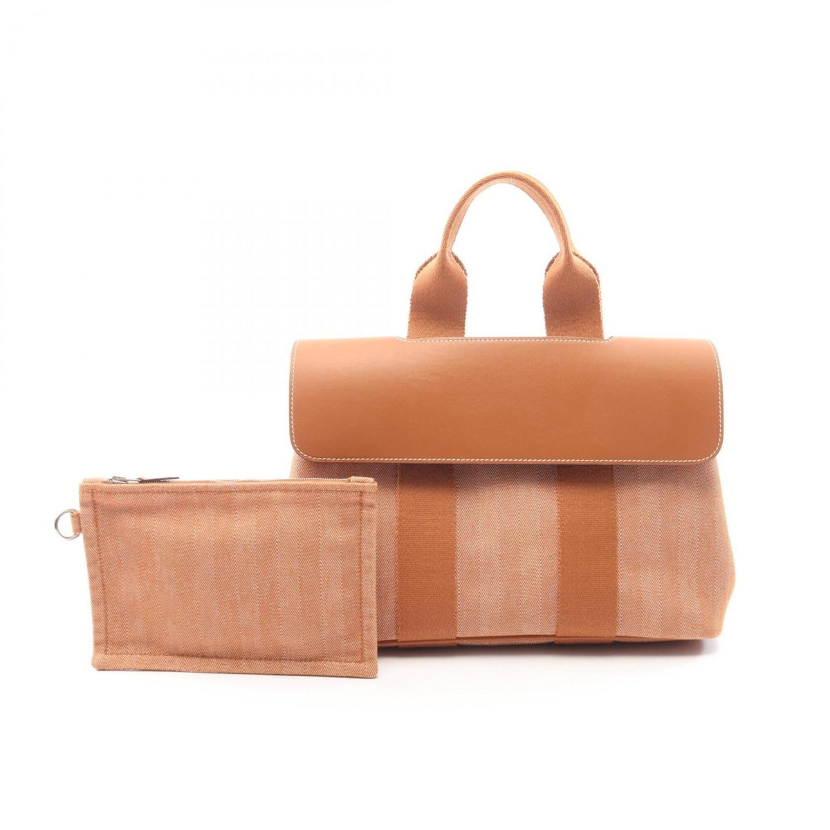 Hermes Brown Toile Chevron Swift Leather Handbag (Pre-Owned)