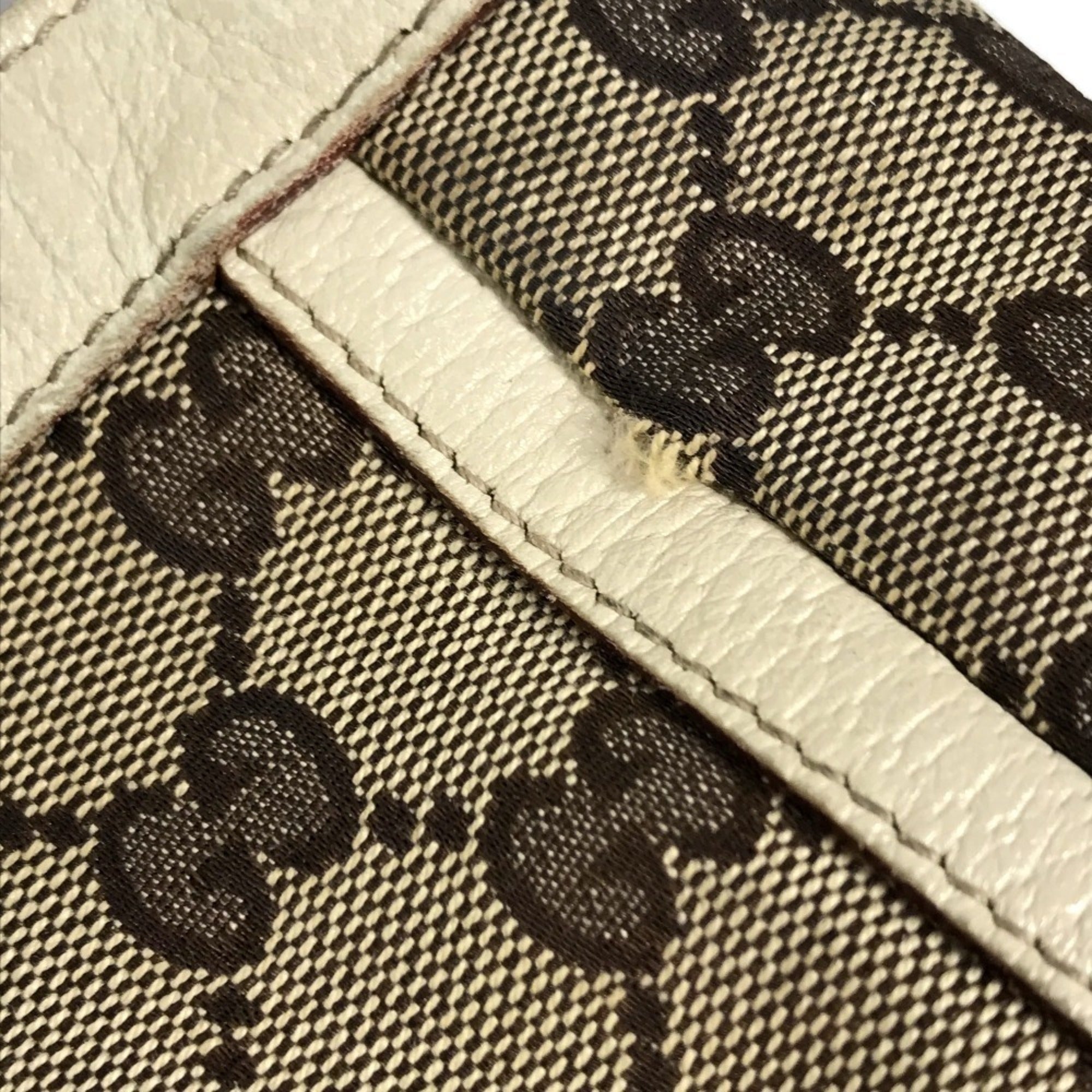 Gucci Gg Canvas Beige Ivory Gg Canvas Leather Shoulder Bag Tote Bag (Pre-Owned)