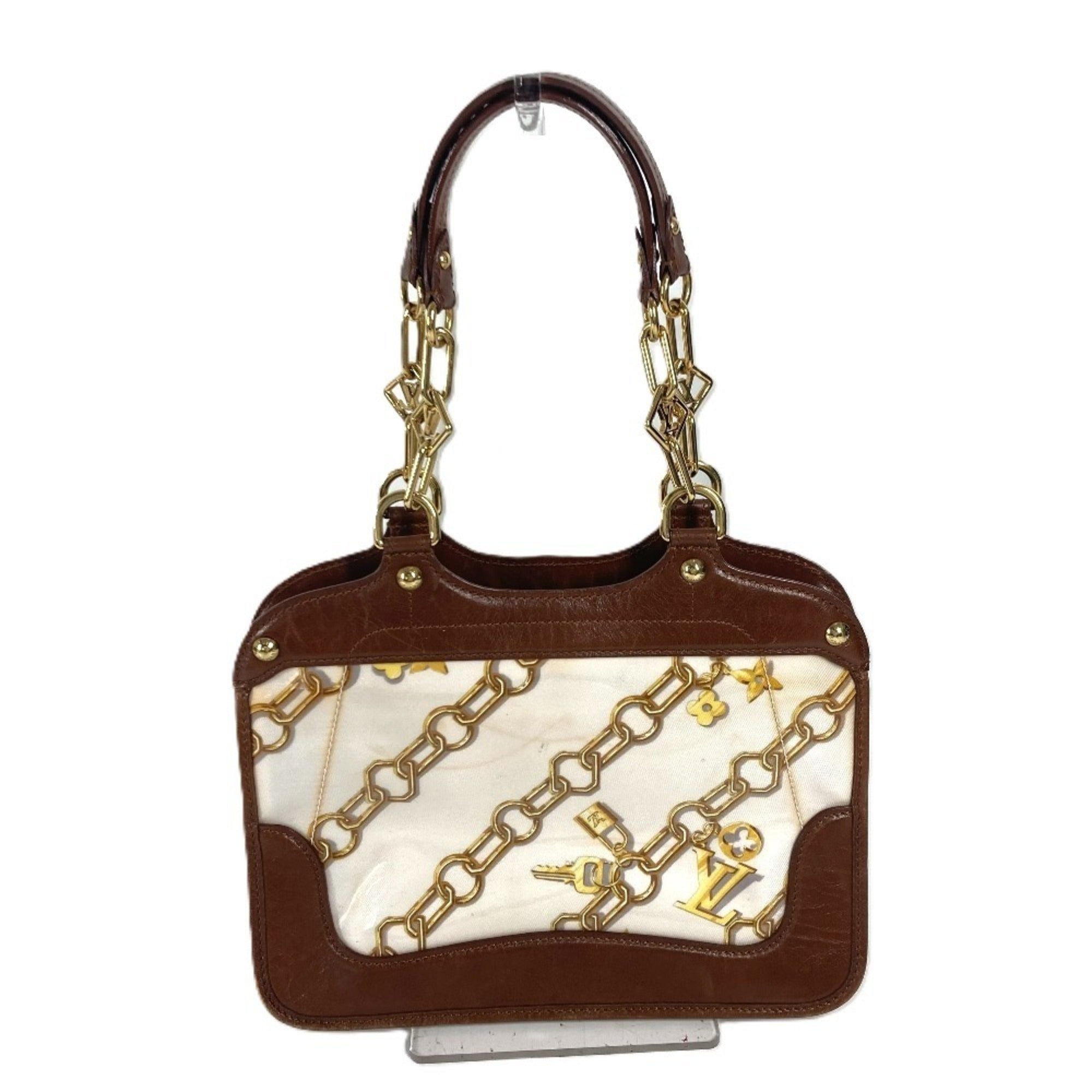 Louis Vuitton Brown White Vinyl Leather Handbag Shoulder Bag Tote Bag (Pre-Owned)