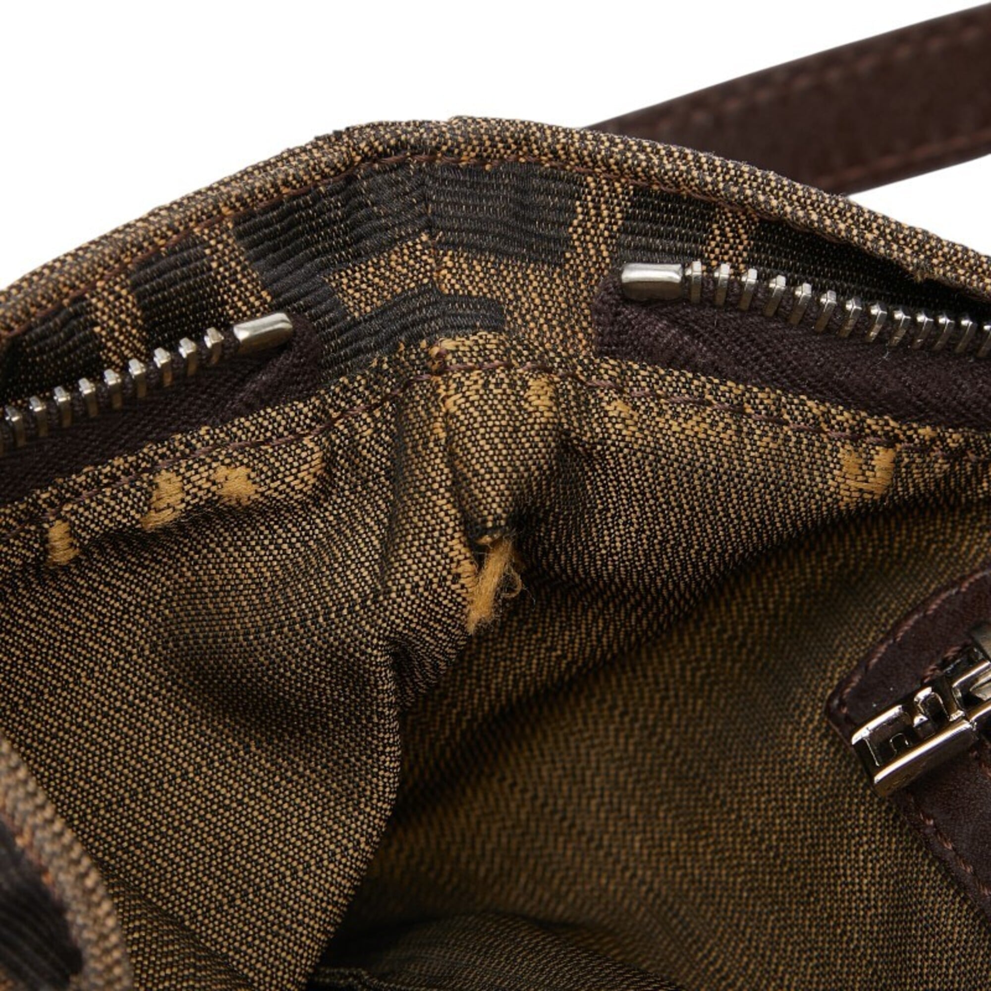 Fendi Brown Canvas Leather Shoulder Bag (Pre-Owned)