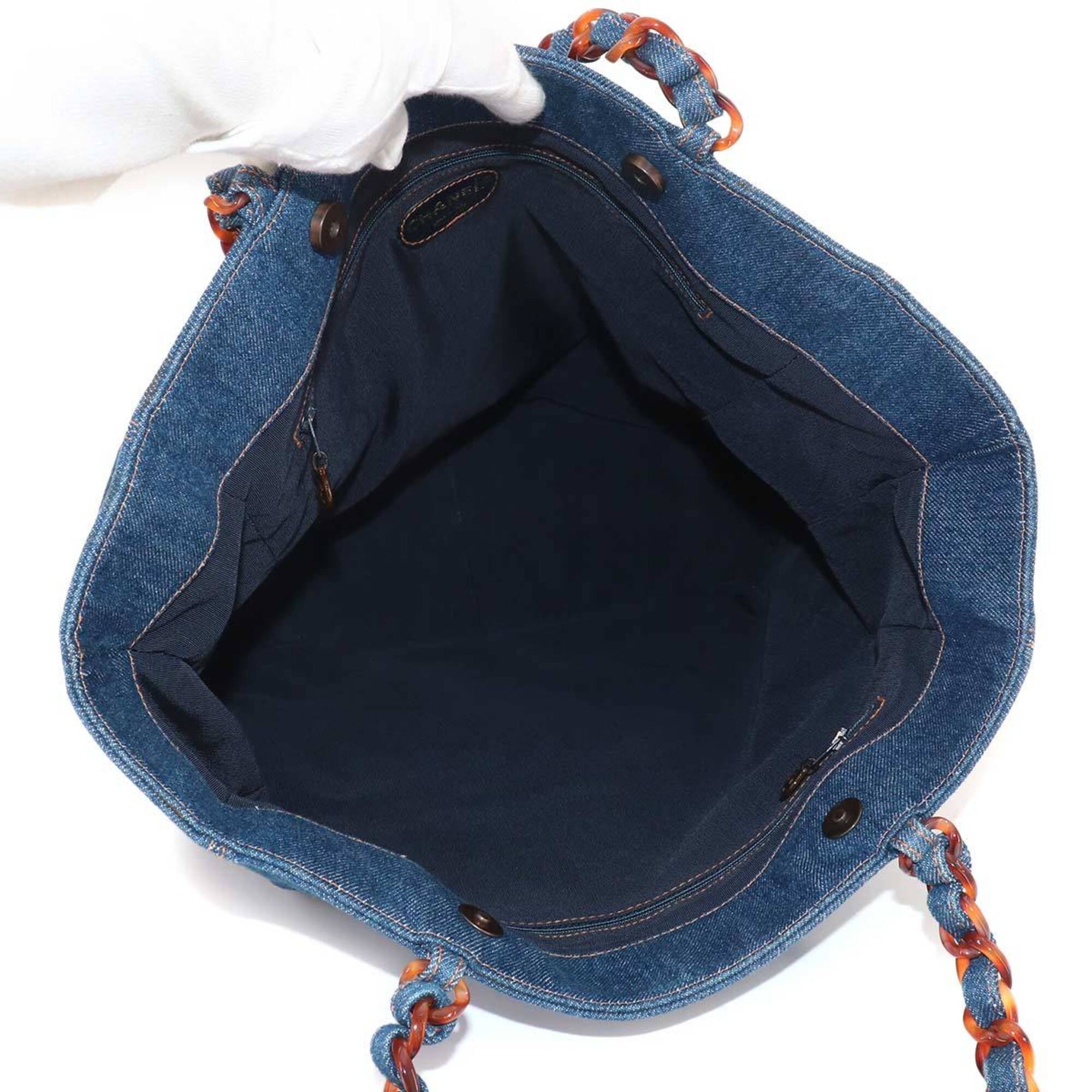 Chanel Blue Denim Handbag Tote Bag (Pre-Owned)