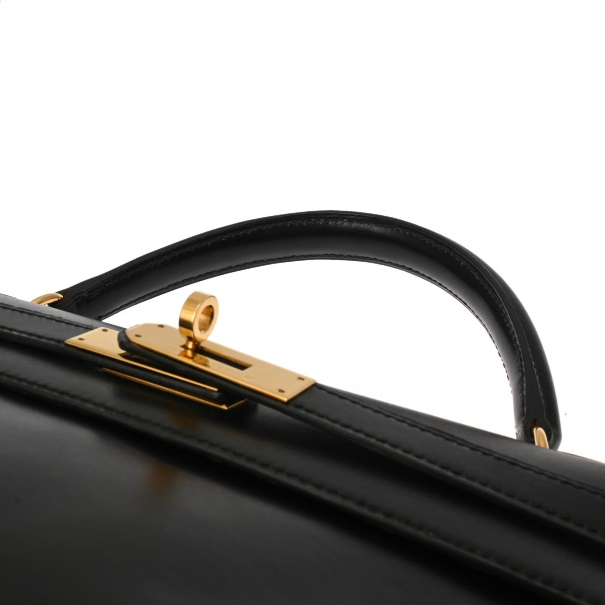 Hermes Black Box Calf Leather Handbag (Pre-Owned)
