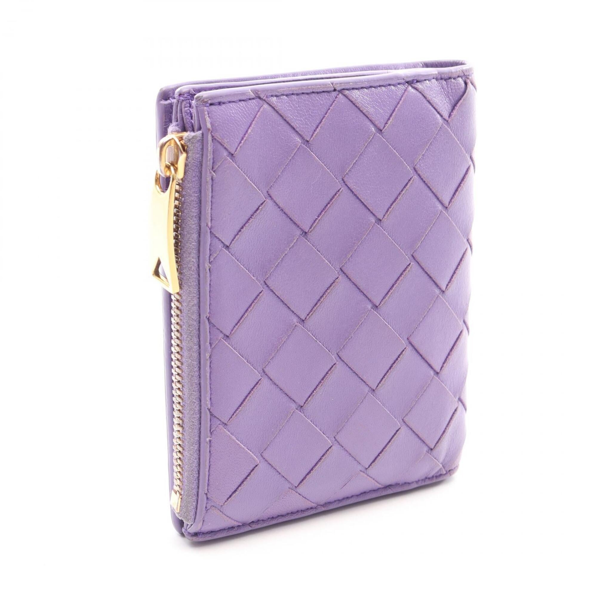 Bottega Veneta Intrecciato Purple Leather Wallet (Bi-Fold) (Pre-Owned)