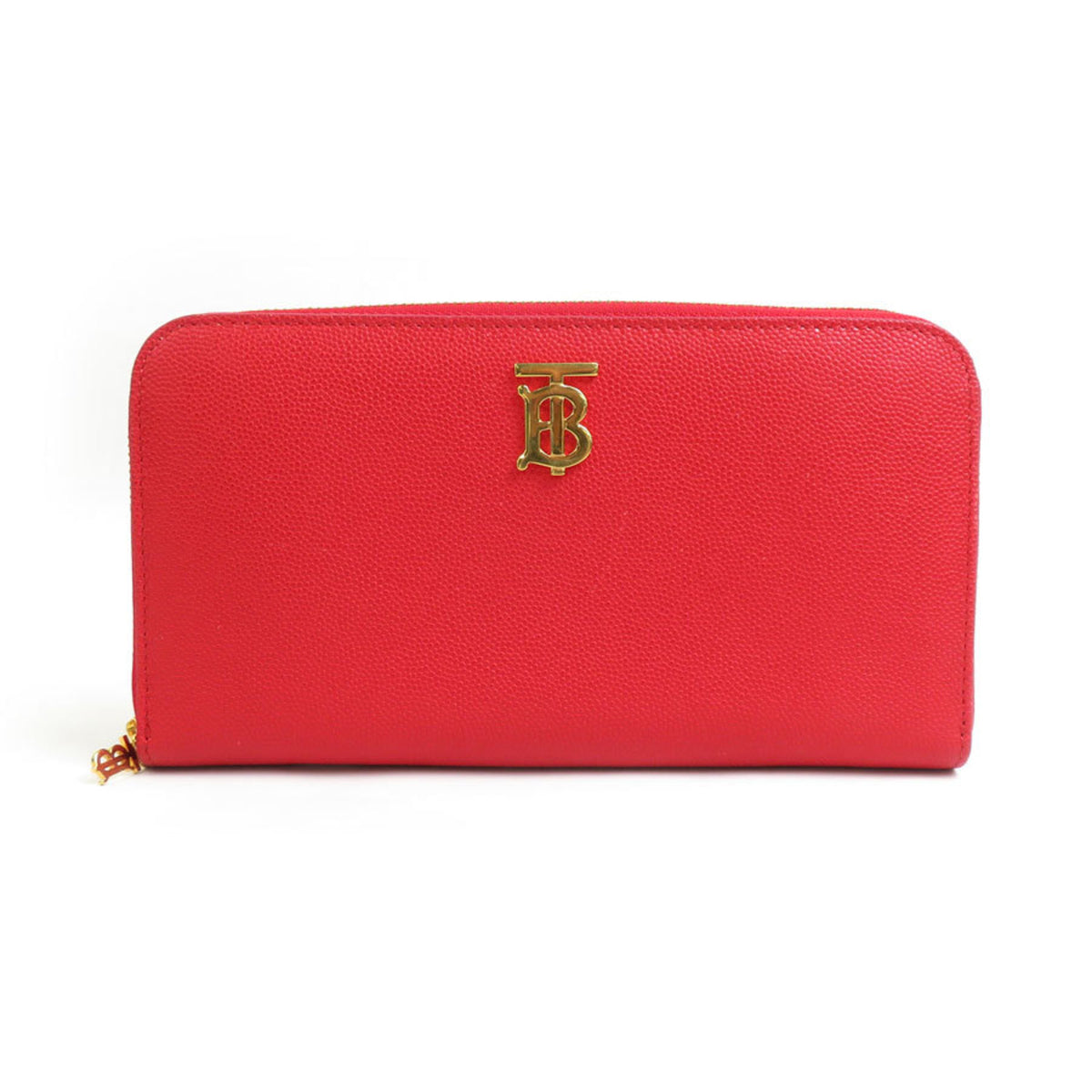 Burberry Red Color Leather Long Wallet (Bi-Fold) (Pre-Owned)