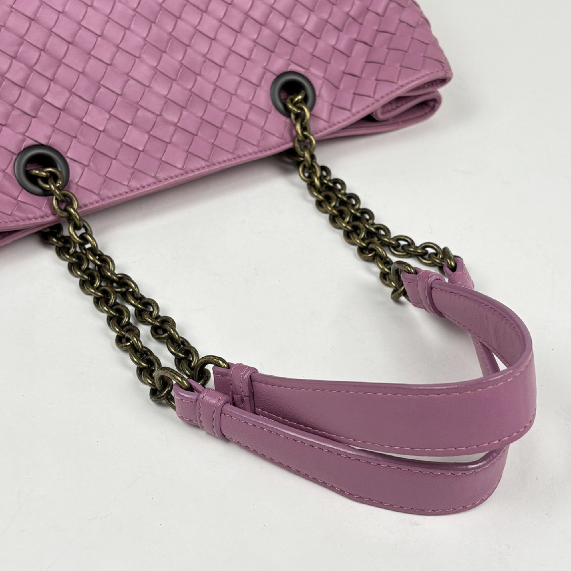 Bottega Veneta Intrecciato Purple Leather Shoulder Bag Tote Bag (Pre-Owned)