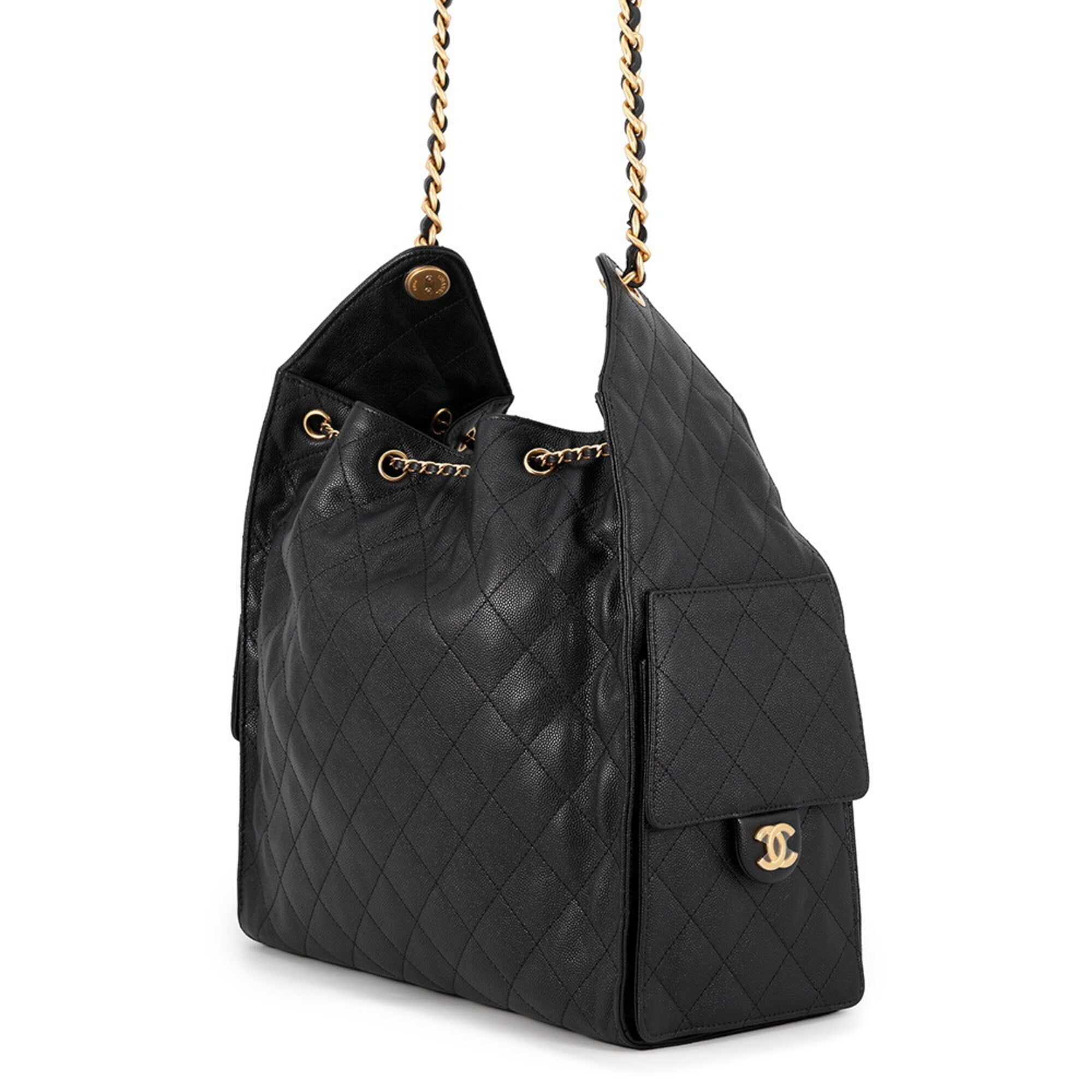 Chanel Black Grained Calfskin Shoulder Bag (Pre-Owned)