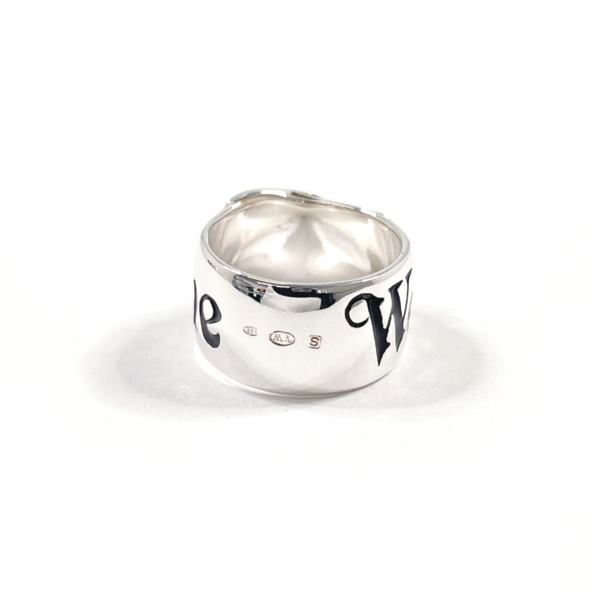 Vivienne Westwood Silver Black Silver 925 Band Ring (Pre-Owned)