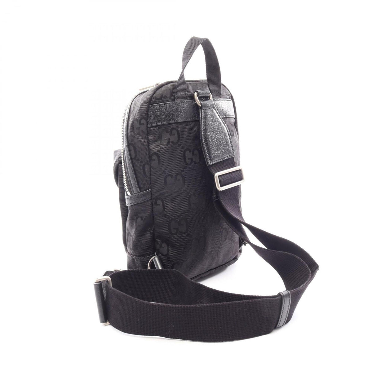 Gucci Black Leather Nylon Canvas Fanny Pack Handbag (Pre-Owned)