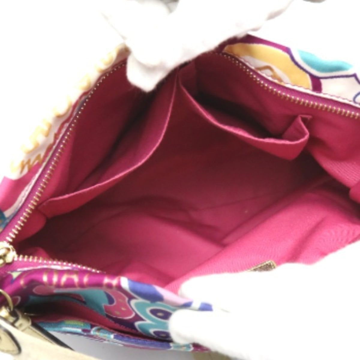 Coach Signature Multi-Color Canvas Leather Shoulder Bag (Pre-Owned)