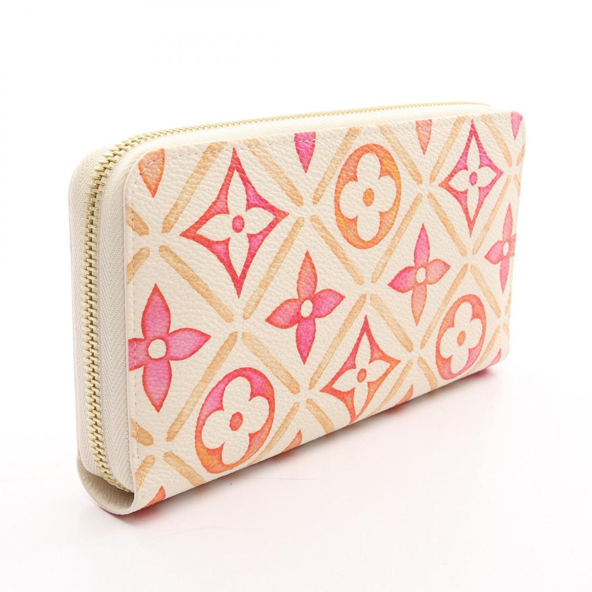 Louis Vuitton Ivory Multi-Color Leather Coated Canvas Long Wallet (Bi-Fold) (Pre-Owned)