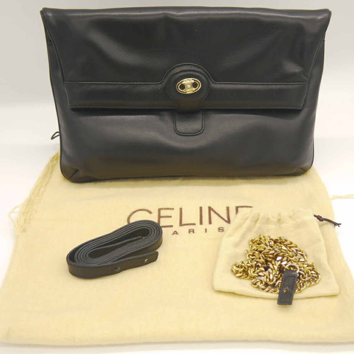 Celine Black Leather Clutch Bag (Pre-Owned)