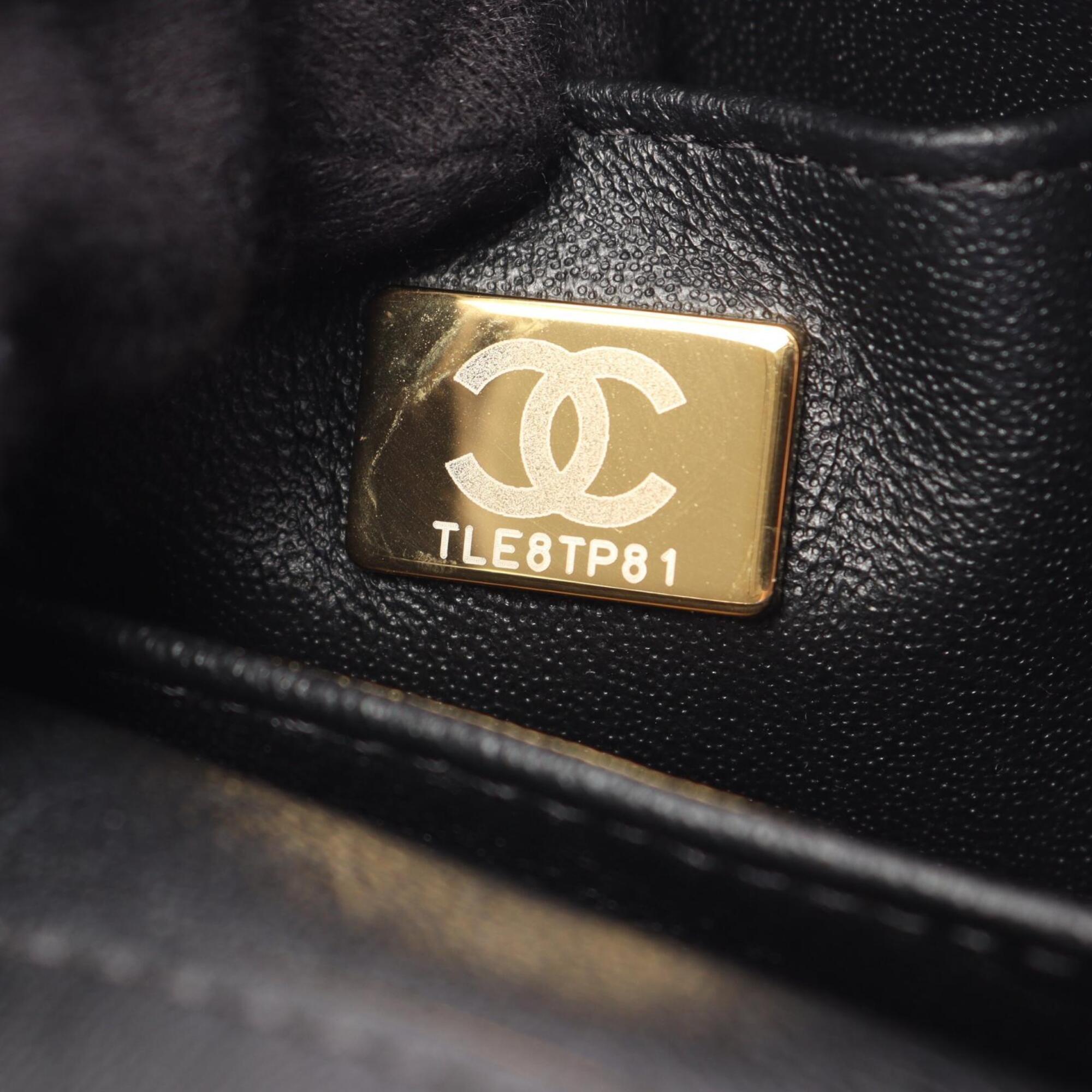 Chanel Black Leather Handbag Shoulder Bag (Pre-Owned)