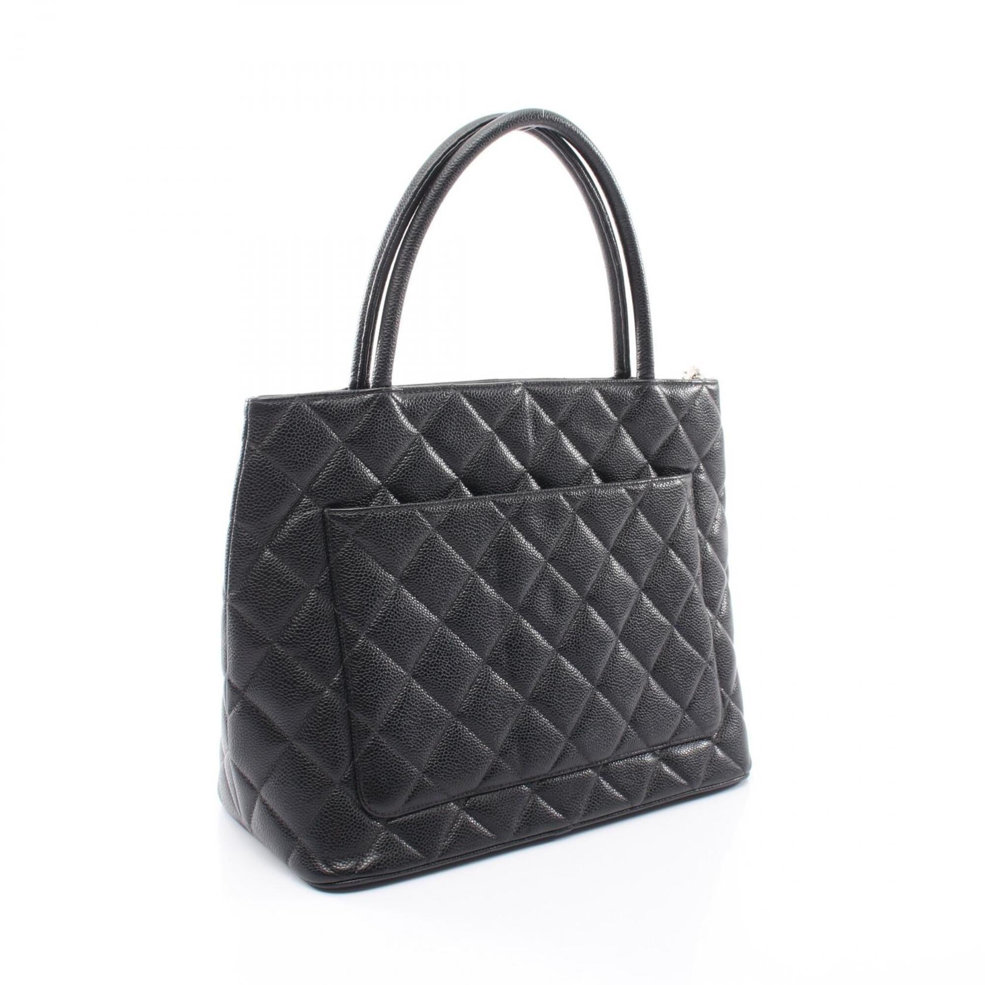 Chanel Black Grained Calfskin Handbag Tote Bag (Pre-Owned)