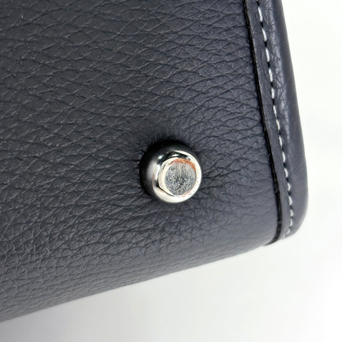 Coach Signature Navy Canvas Leather Handbag (Pre-Owned)