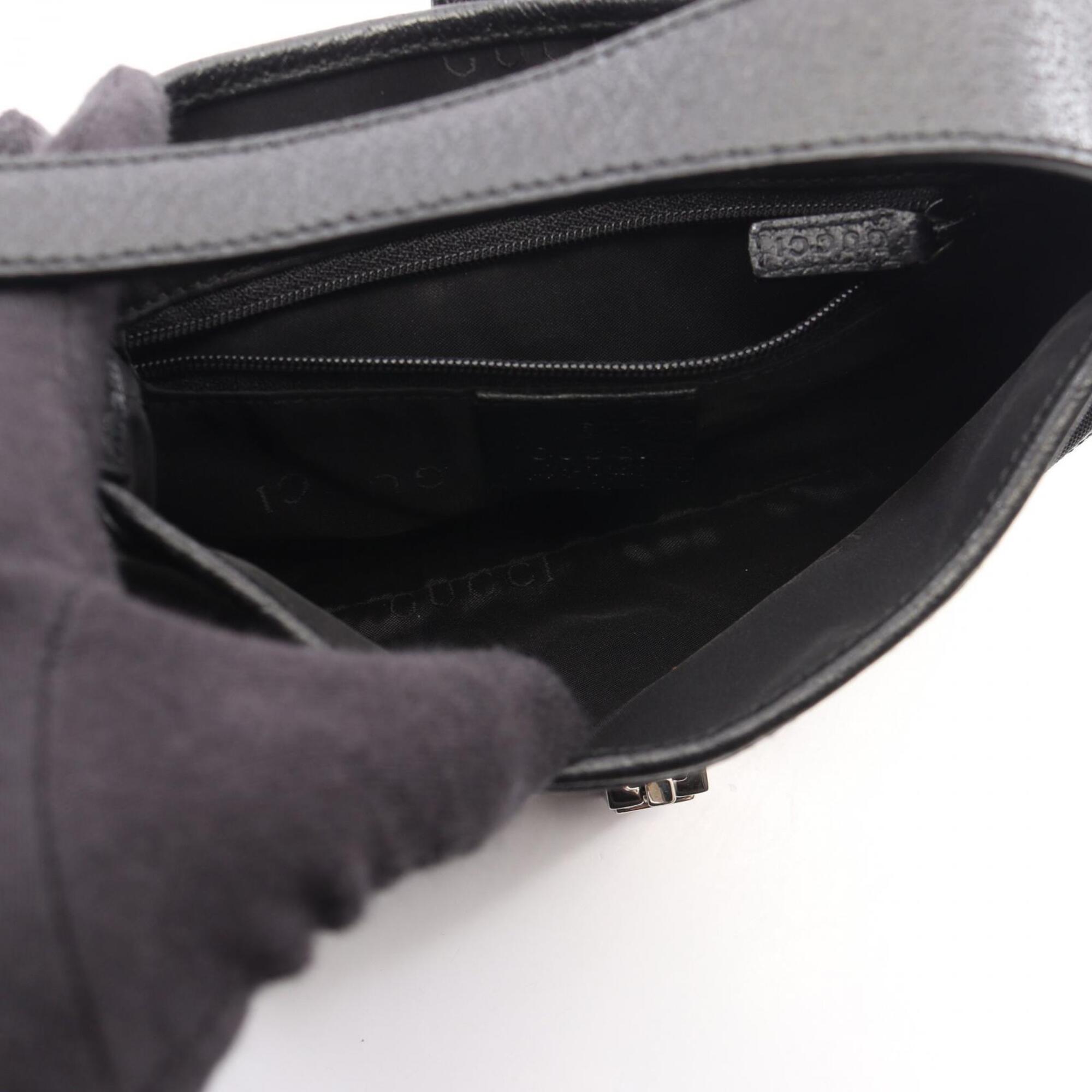 Gucci Black Canvas Leather Shoulder Bag (Pre-Owned)