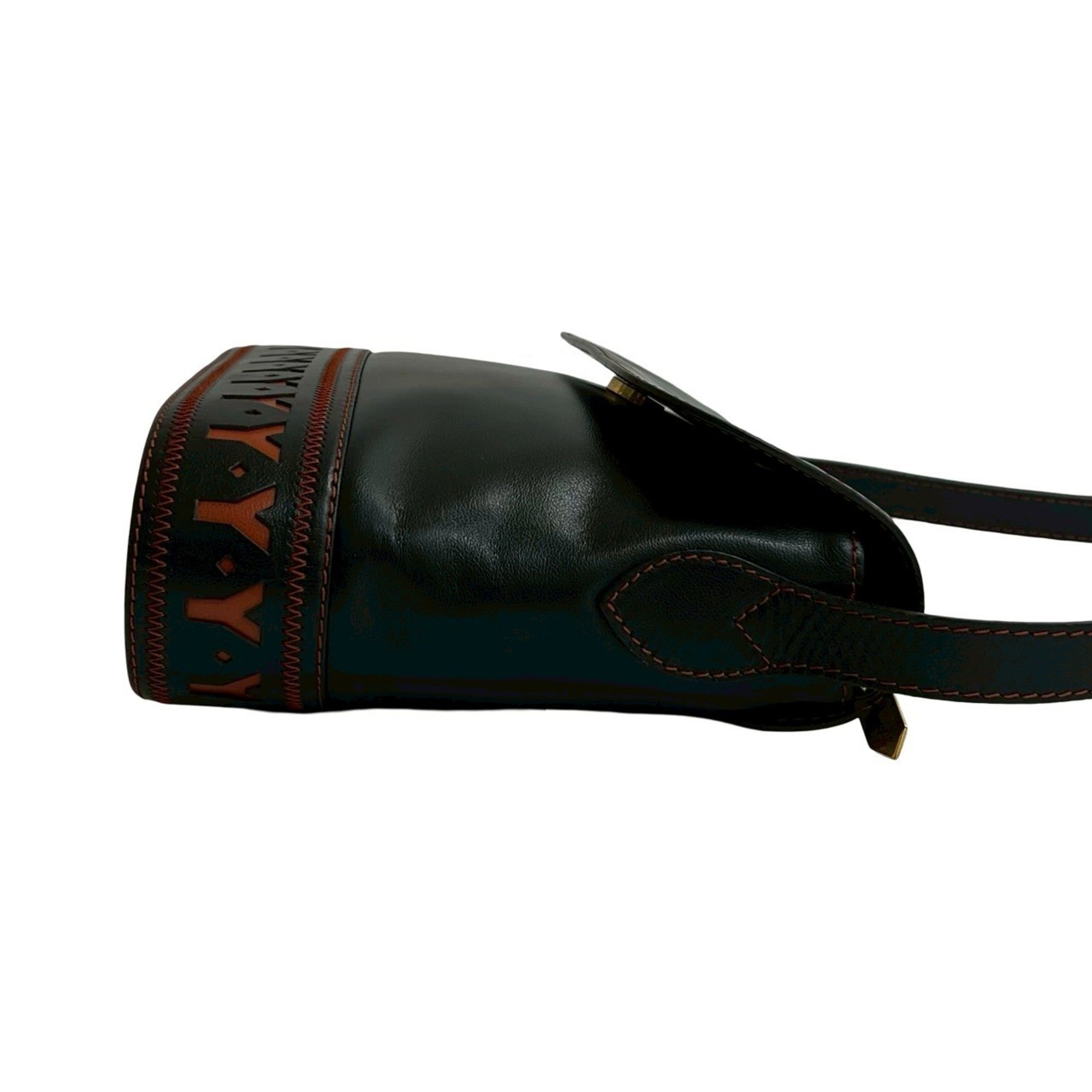 Yves Saint Laurent Black Brown Leather Shoulder Bag (Pre-Owned)