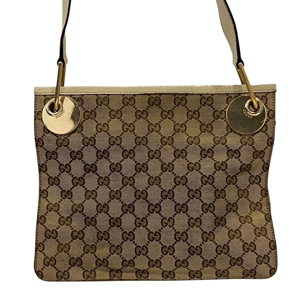 Gucci Gg Canvas Beige Gg Canvas Shoulder Bag (Pre-Owned)