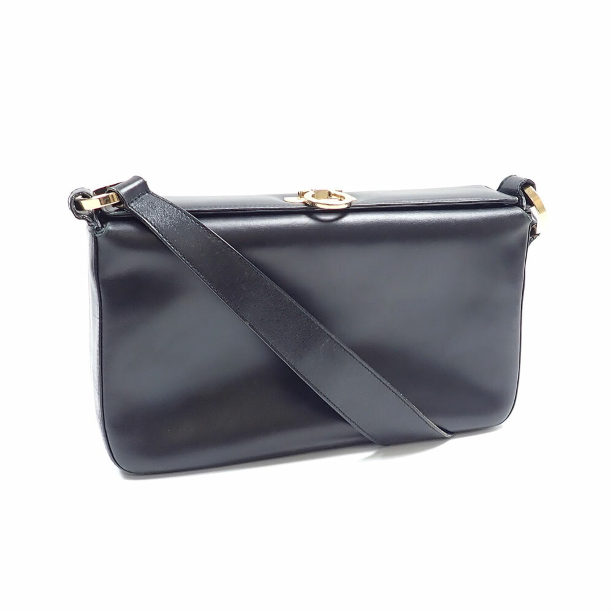 Salvatore Ferragamo Black Leather Shoulder Bag (Pre-Owned)