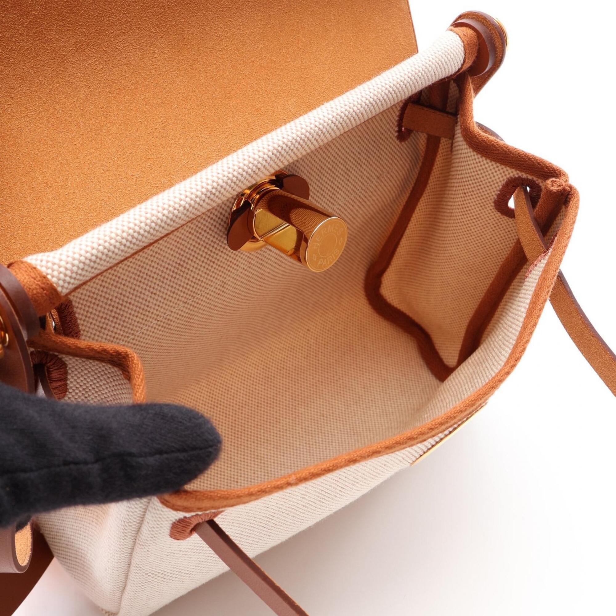 Hermes Brown Ecru Ivory Toile H Handbag Shoulder Bag (Pre-Owned)