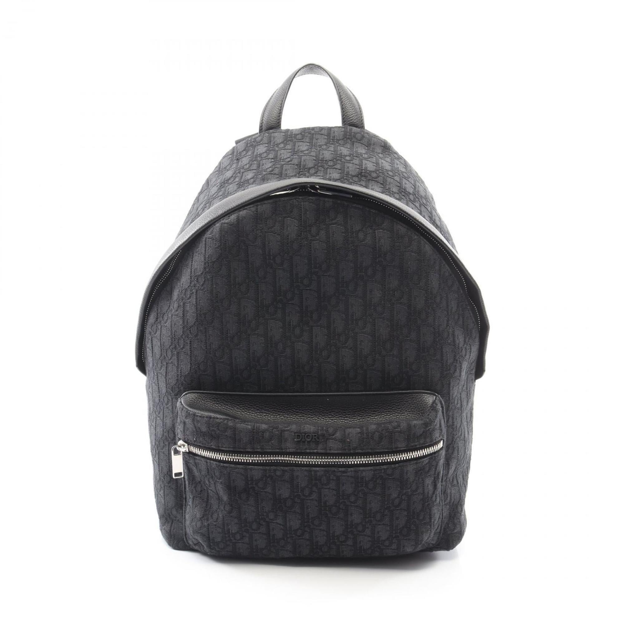 Christian Dior Black Canvas Leather Backpack Handbag (Pre-Owned)
