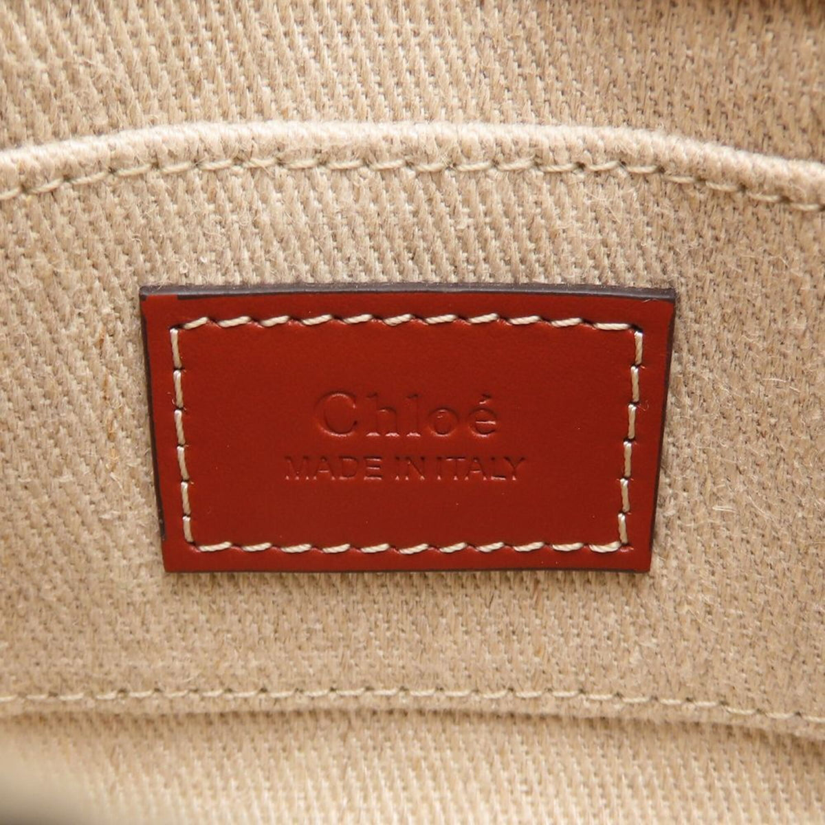 Chloé Brown White Linen Leather Shoulder Bag (Pre-Owned)
