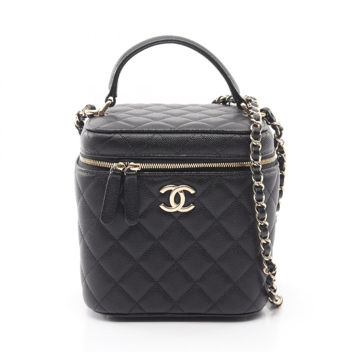 Chanel Matelasse Black Grained Calfskin Shoulder Bag (Pre-Owned)