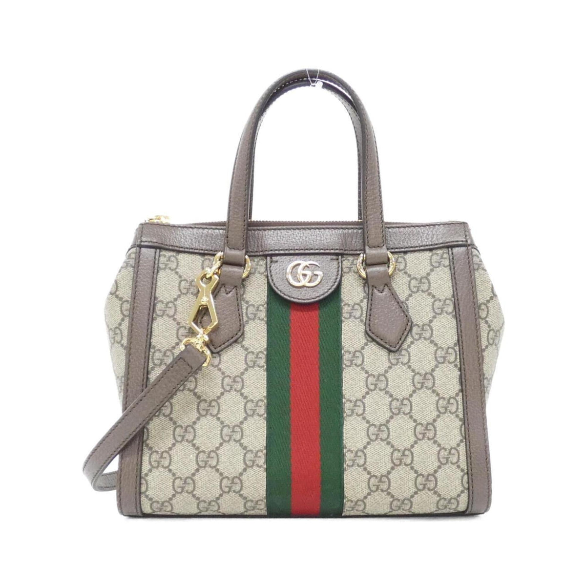 Gucci Ophidia Beige Brown Gg Supreme Leather Handbag (Pre-Owned)