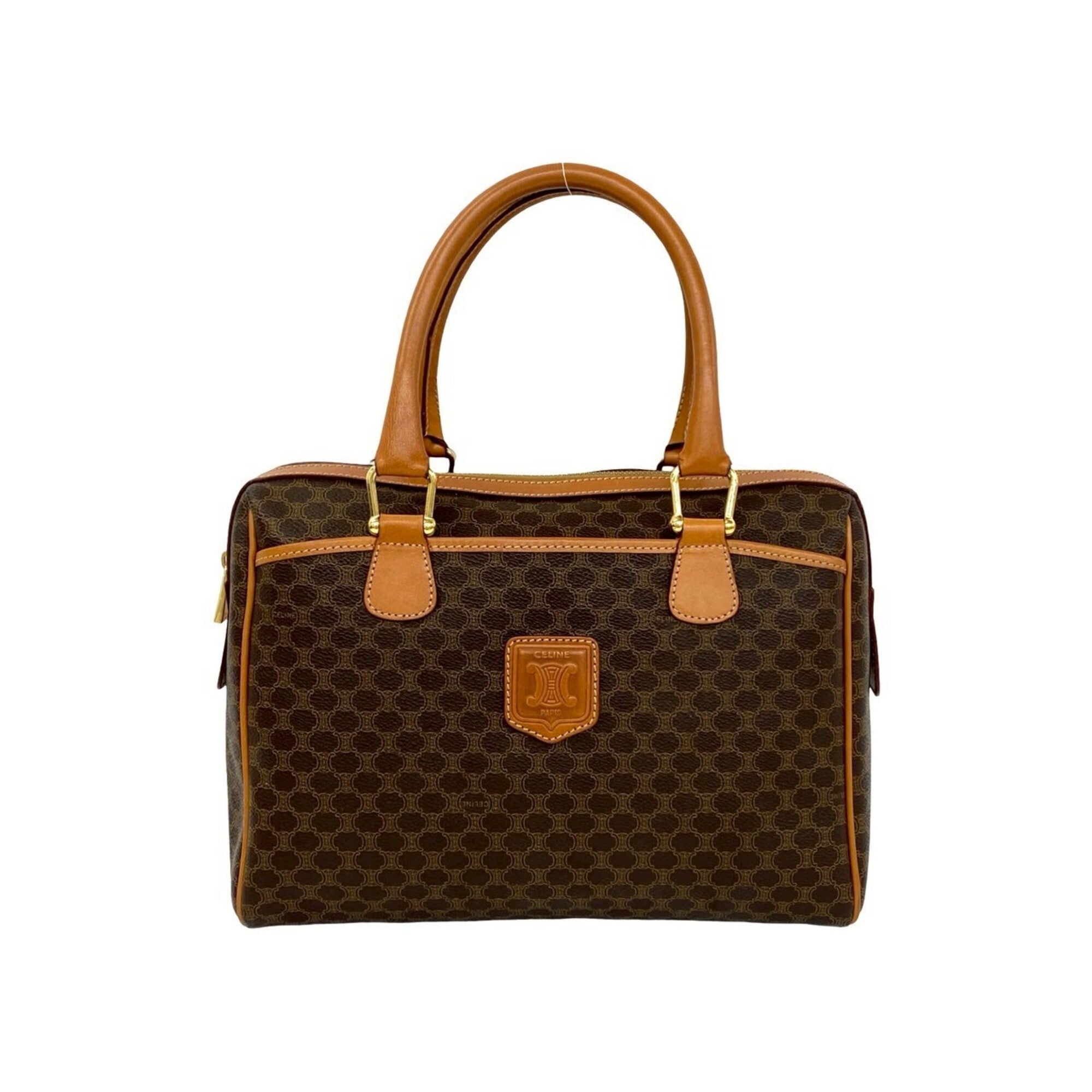 Celine Brown Pvc Leather Boston Bag Handbag (Pre-Owned)