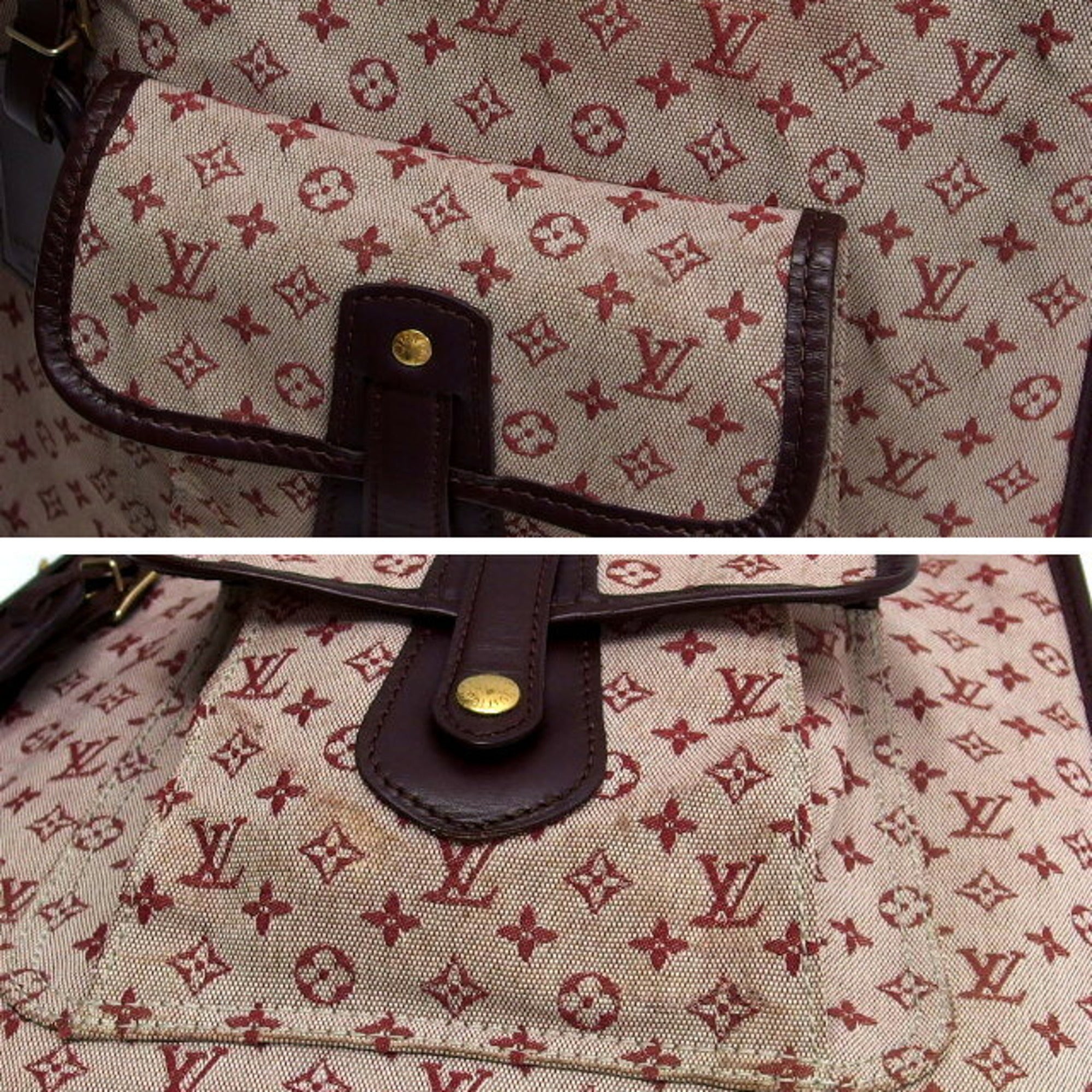 Louis Vuitton Monogram Mini Lin Bordeaux Cerise Red Color Canvas Shoulder Bag (Pre-Owned)
