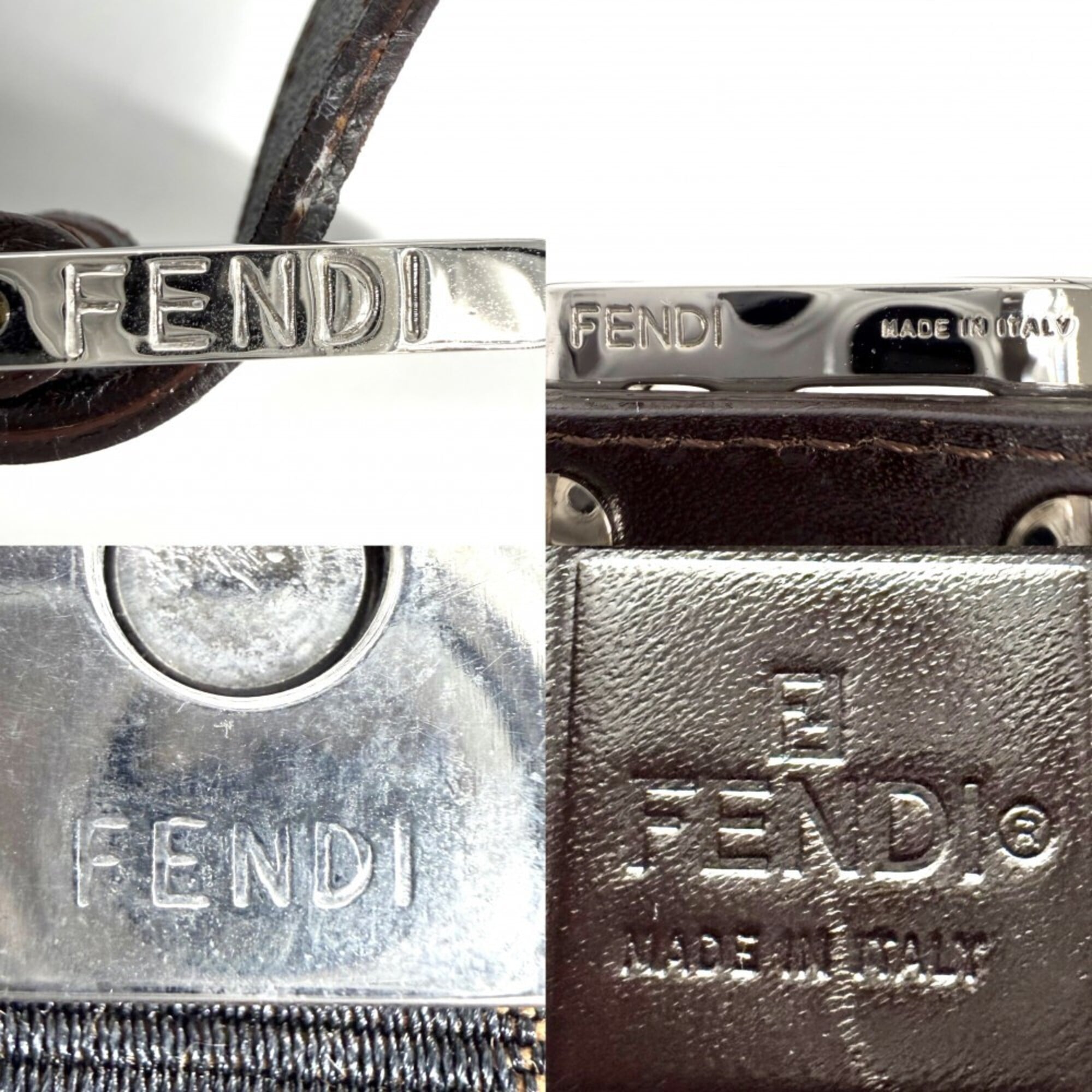 Fendi Zucca Brown Canvas Leather Shoulder Bag (Pre-Owned)