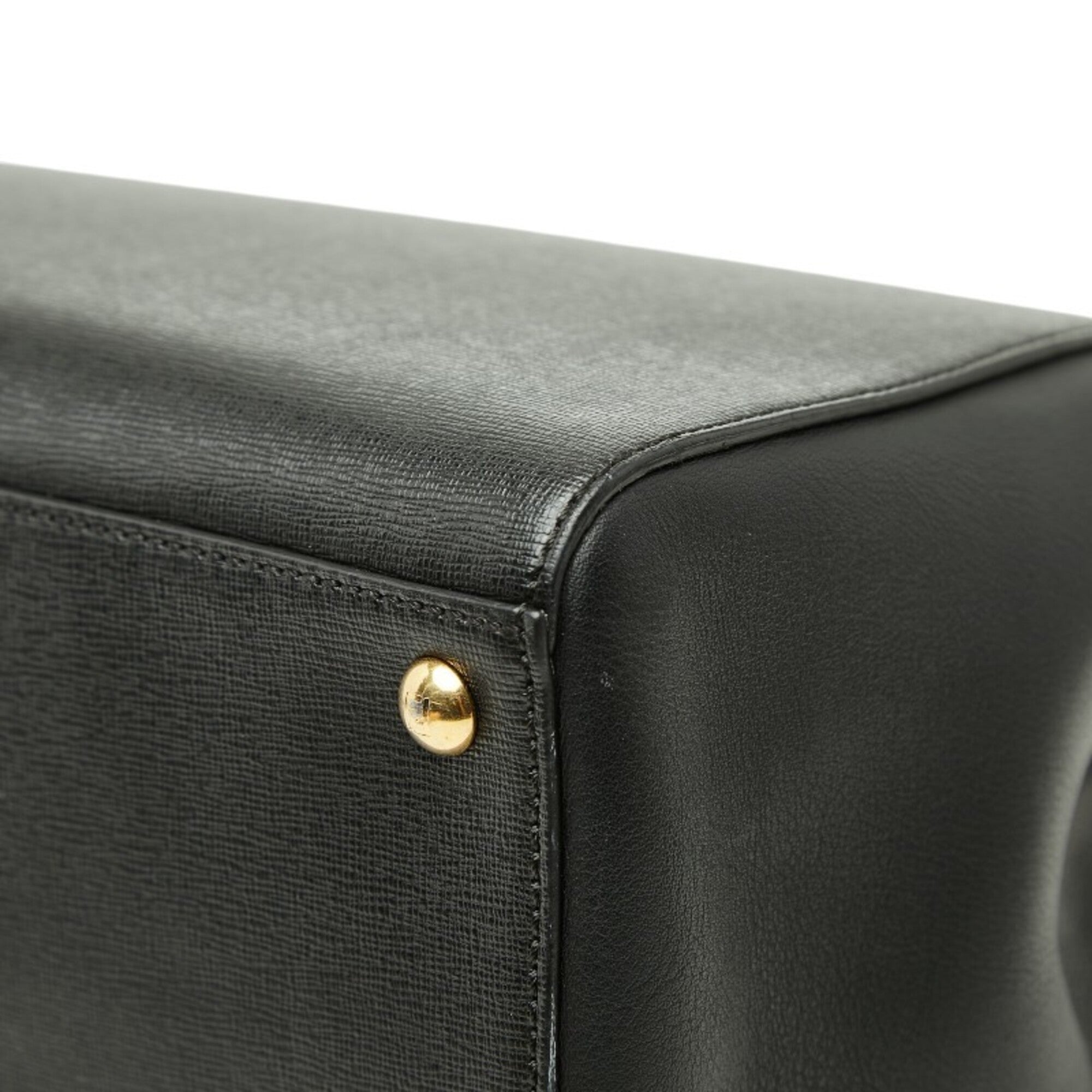 Fendi 2Jours Black Leather Handbag Shoulder Bag (Pre-Owned)