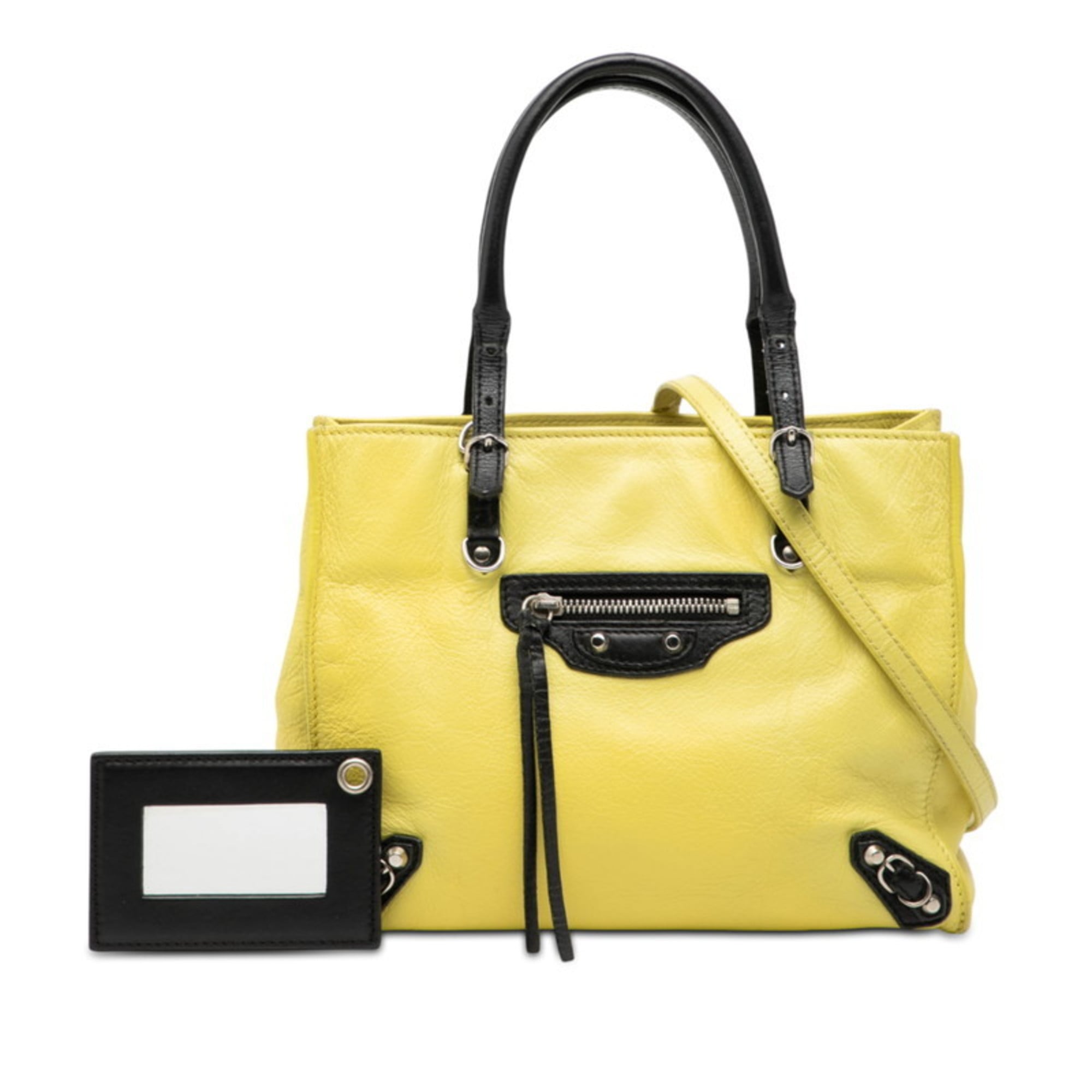 Balenciaga Black Yellow Leather Handbag Shoulder Bag (Pre-Owned)