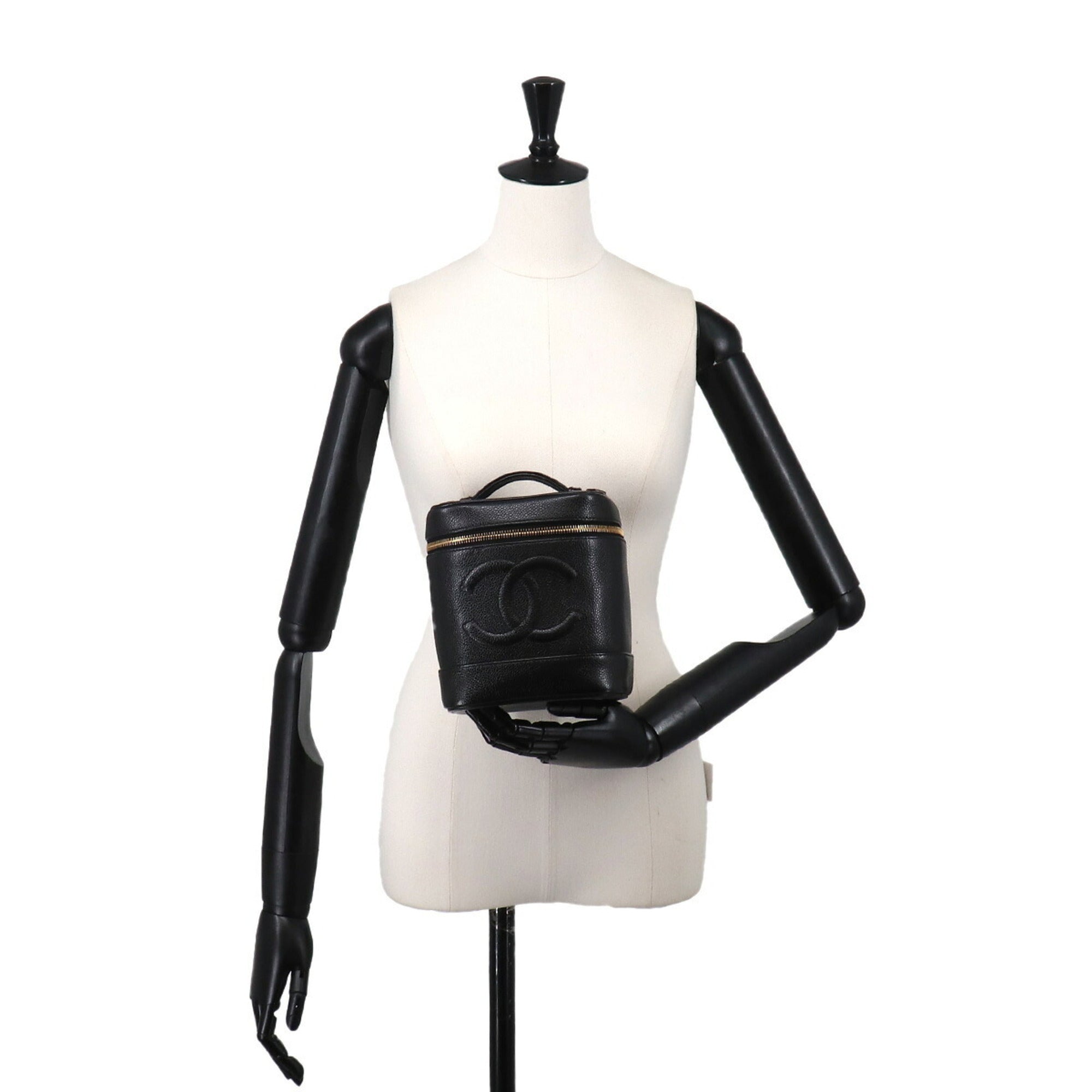 Chanel Black Grained Calfskin Handbag Vanity Bag (Pre-Owned)