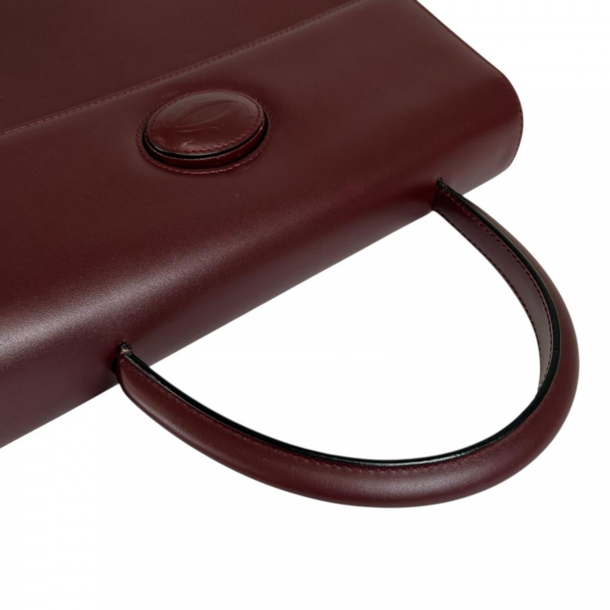 Cartier Bordeaux Leather Handbag (Pre-Owned)