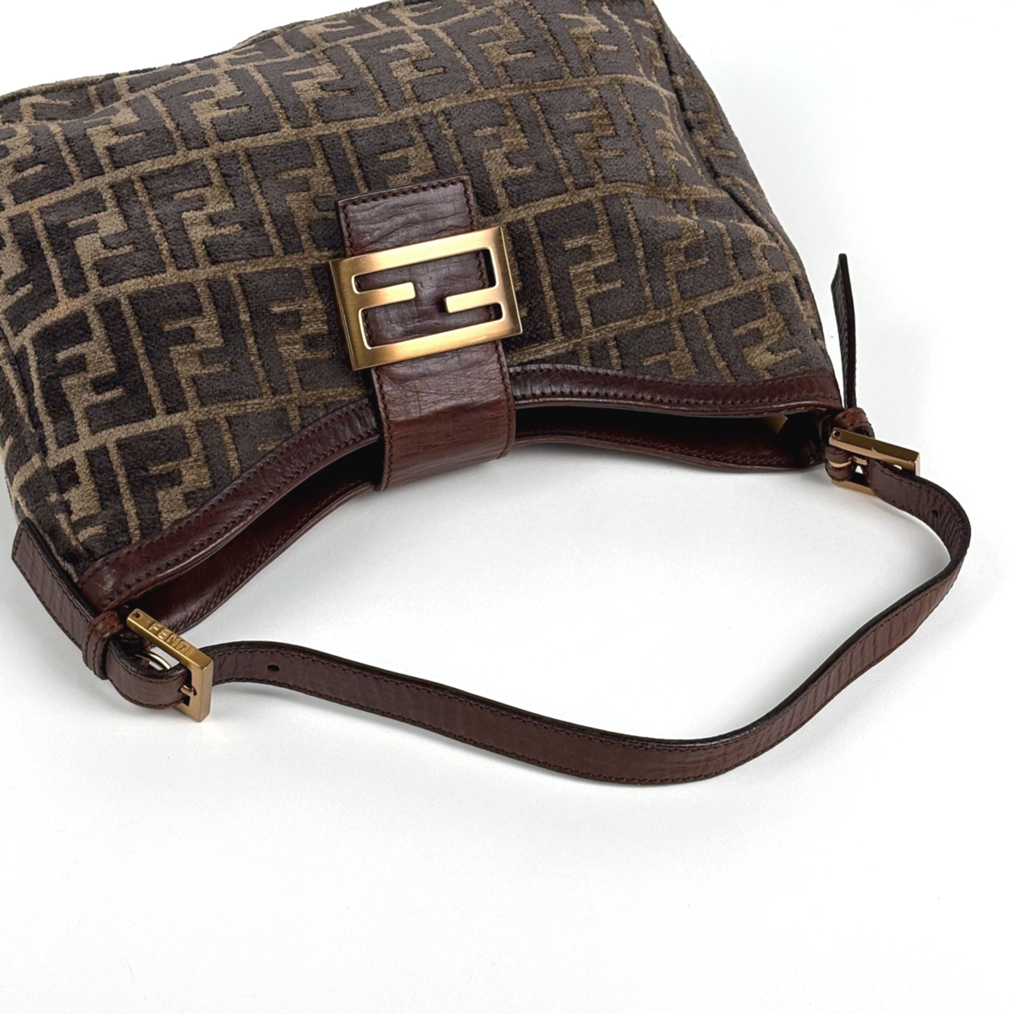 Fendi Brown Fabric Leather Shoulder Bag (Pre-Owned)
