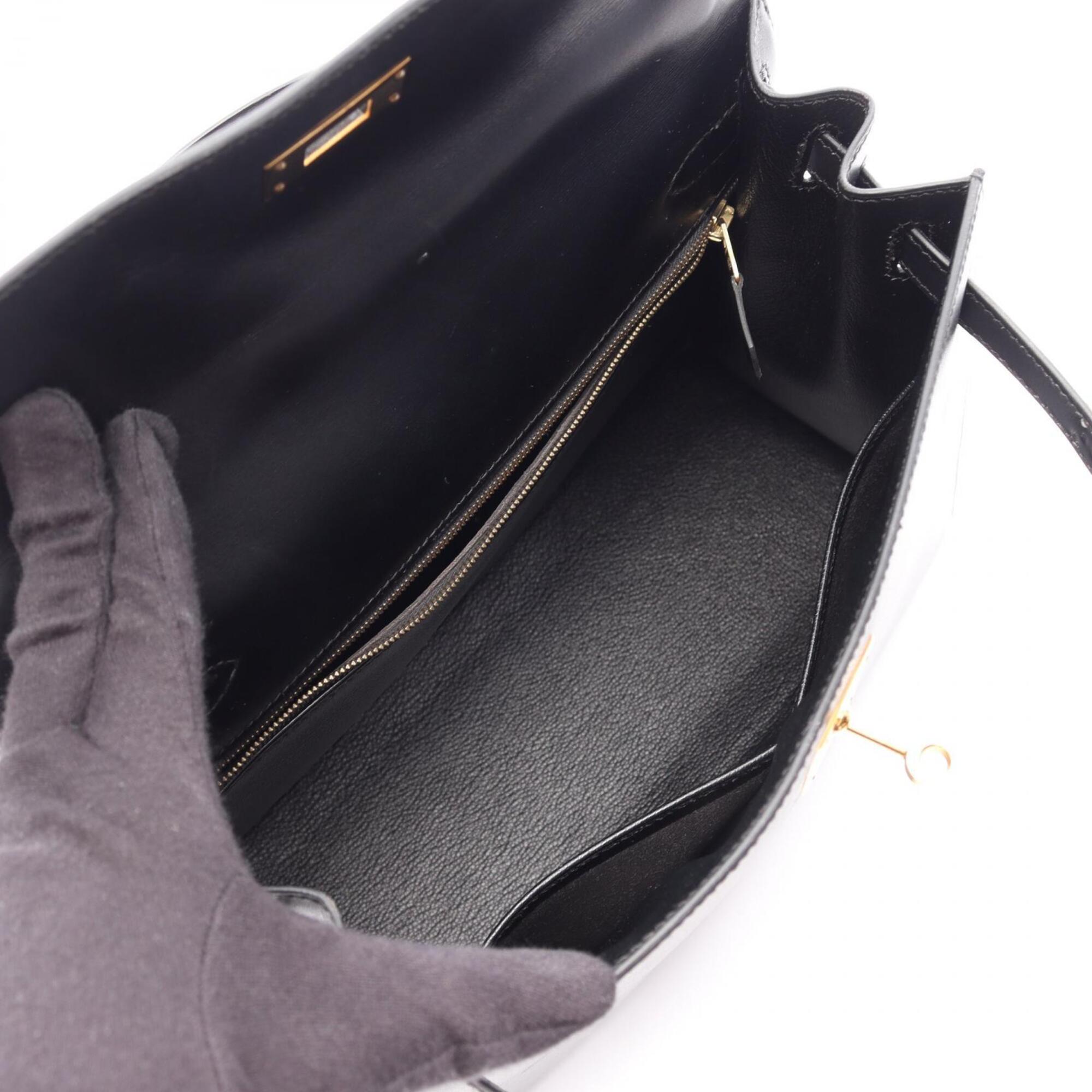 Hermes Black Box Calf Leather Leather Handbag (Pre-Owned)