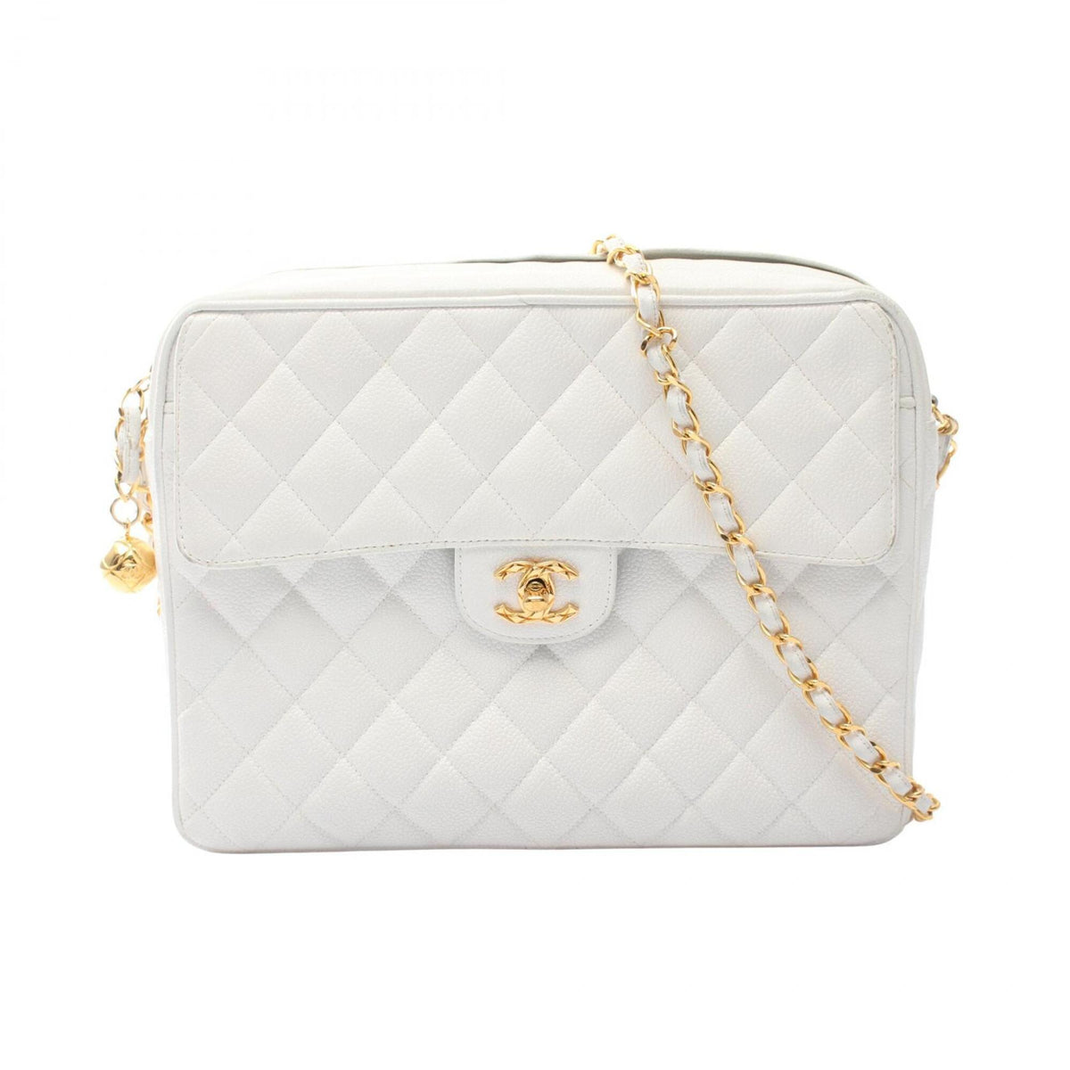 Chanel White Grained Calfskin Handbag Shoulder Bag (Pre-Owned)