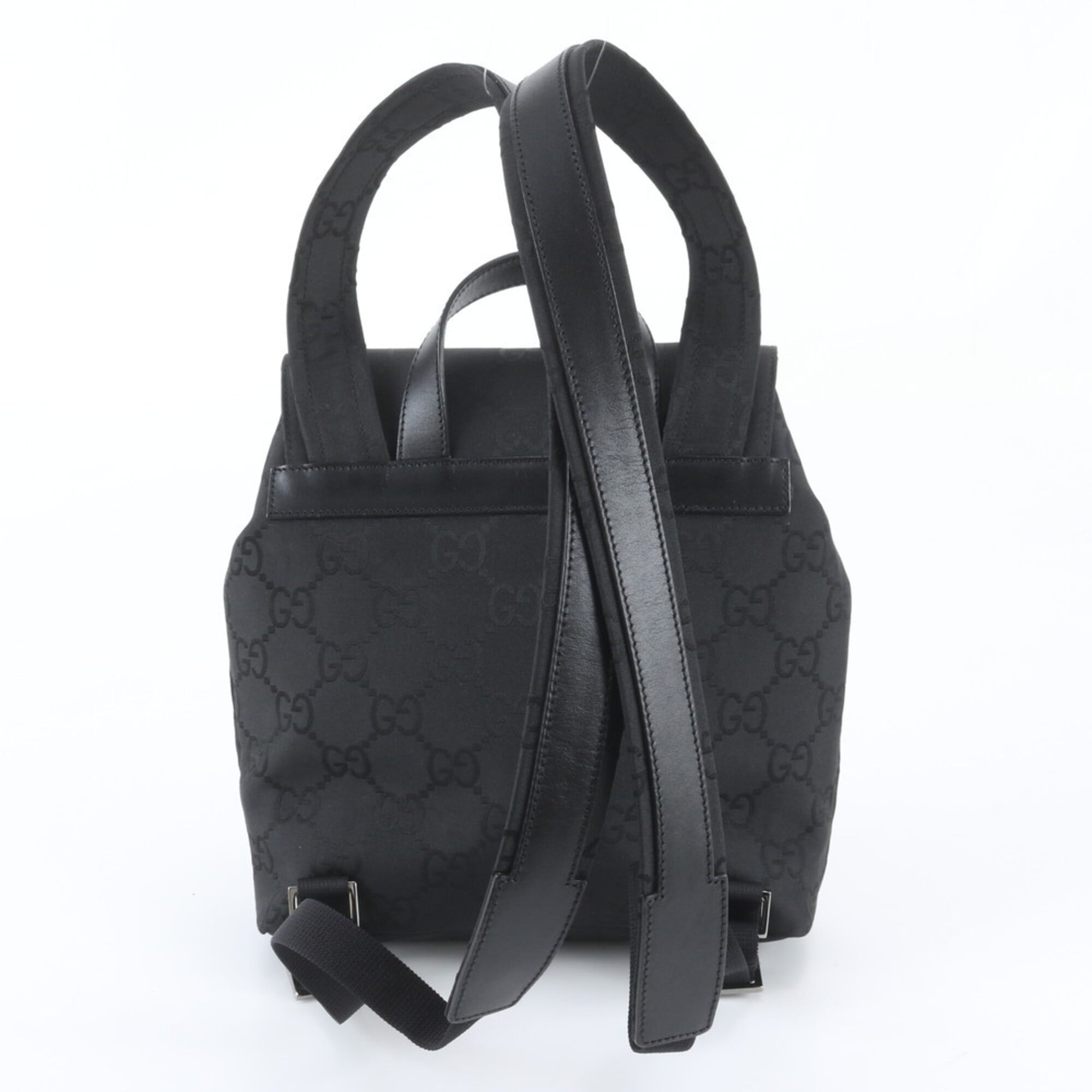 Gucci Black Leather Nylon Backpack Shoulder Bag (Pre-Owned)