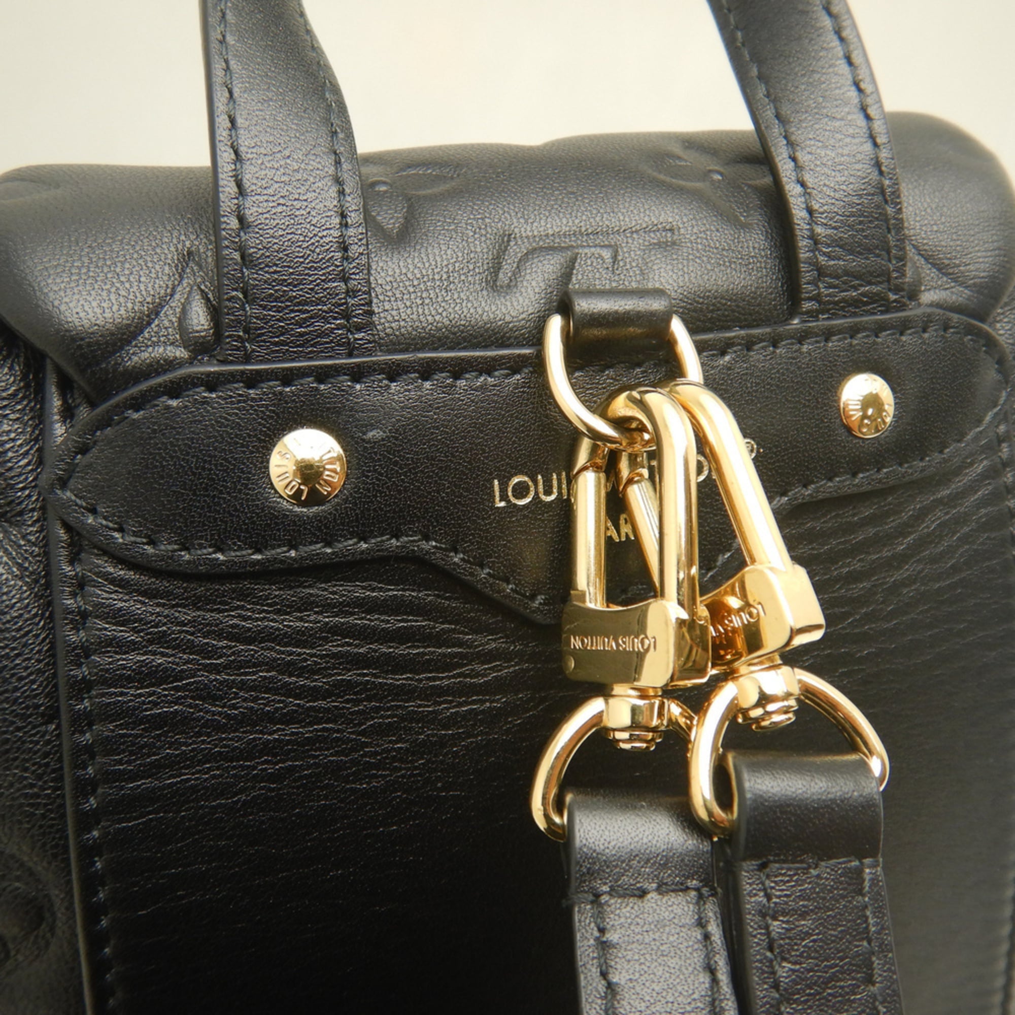 Louis Vuitton Noir Leather Backpack (Pre-Owned)